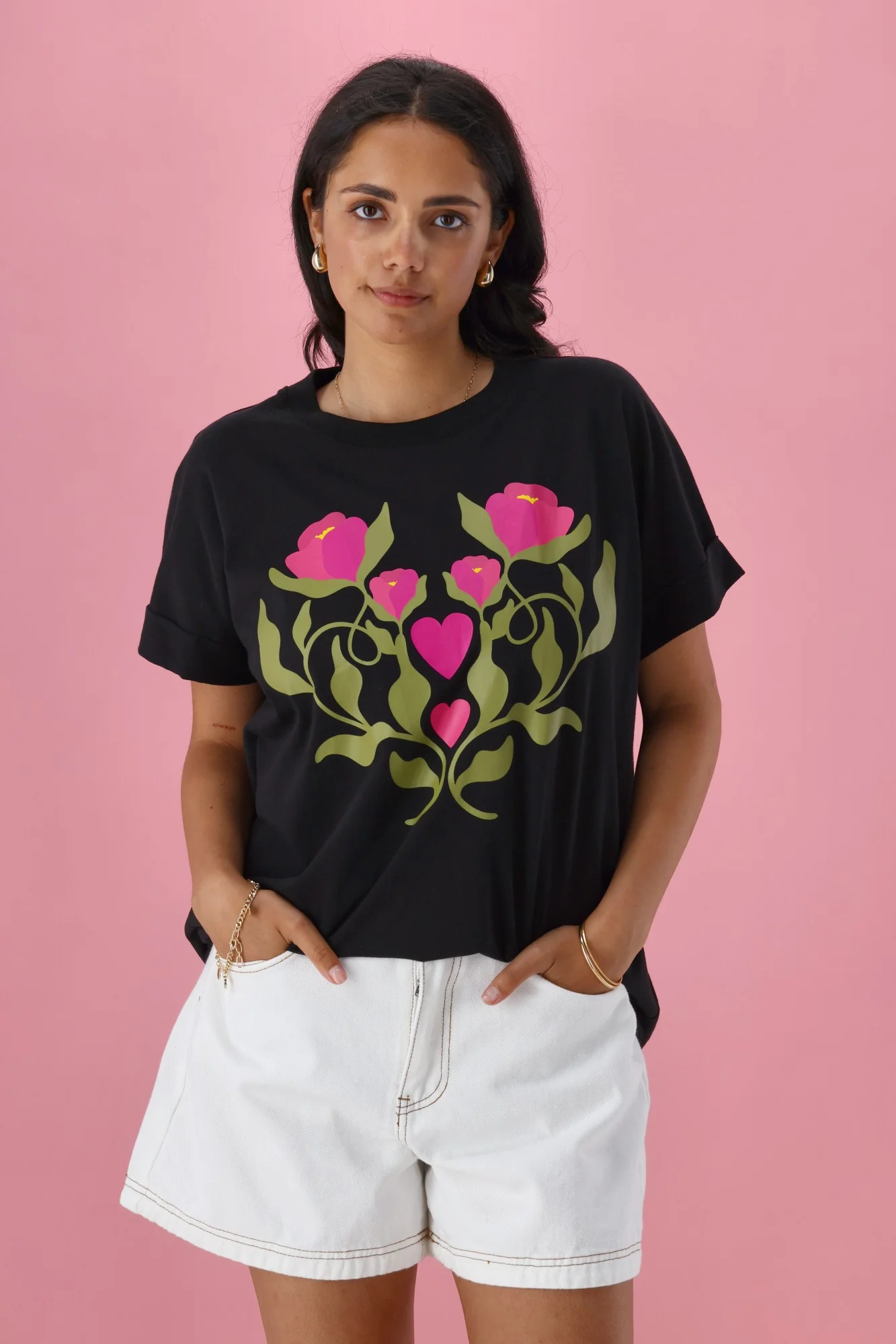 Rebel Club Deco Cuff Tee Black - Image 2