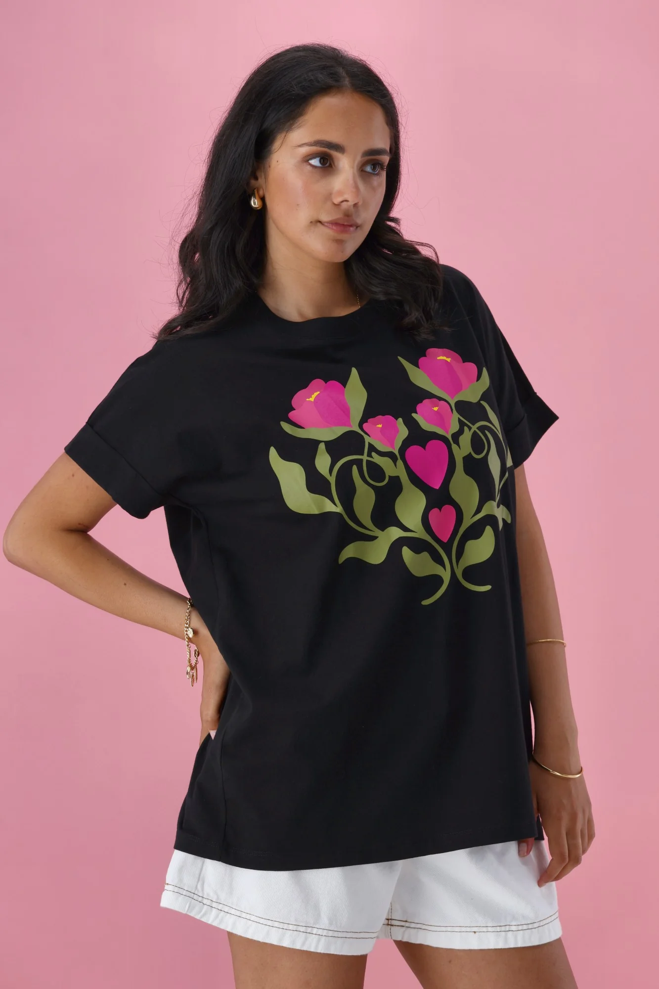 Rebel Club Deco Cuff Tee Black - Image 4