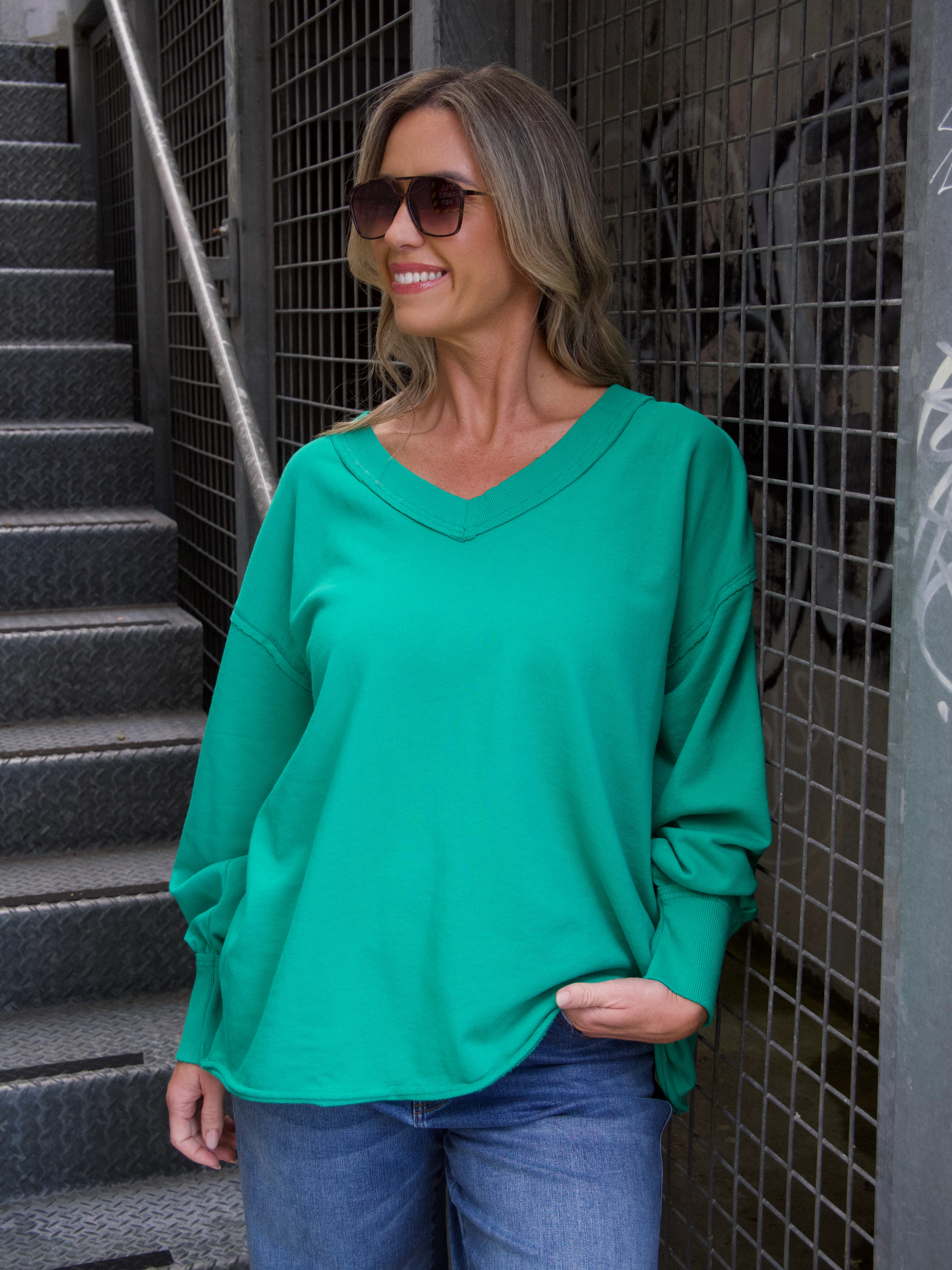 Rebel Club Easy V Sweat Aqua - Image 2