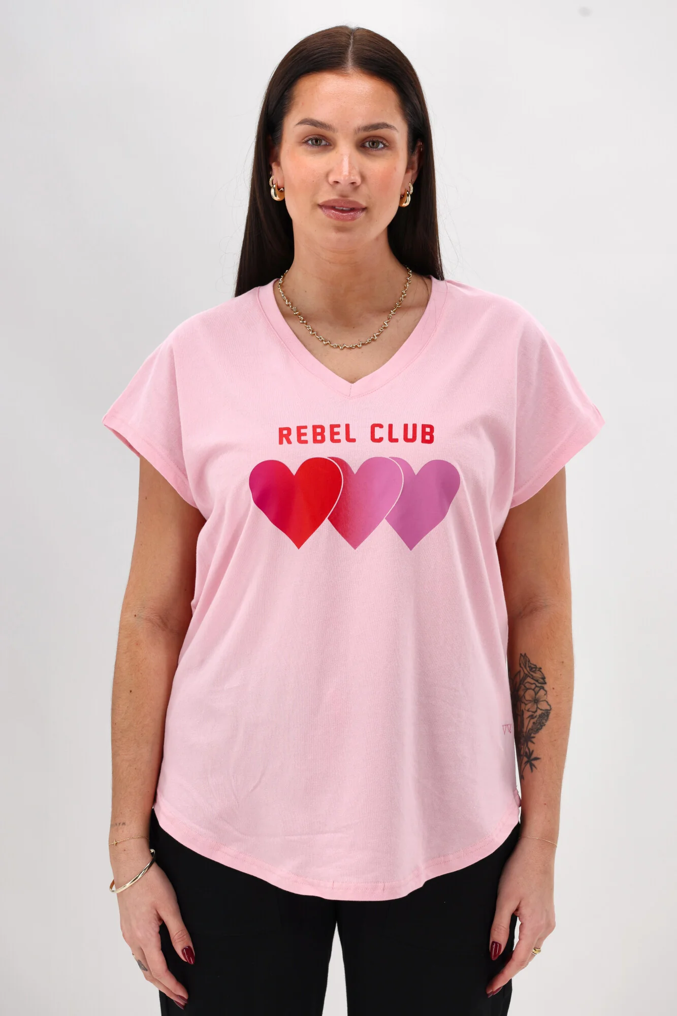 Rebel Club Faded Love Vee Tee Pink - Image 2