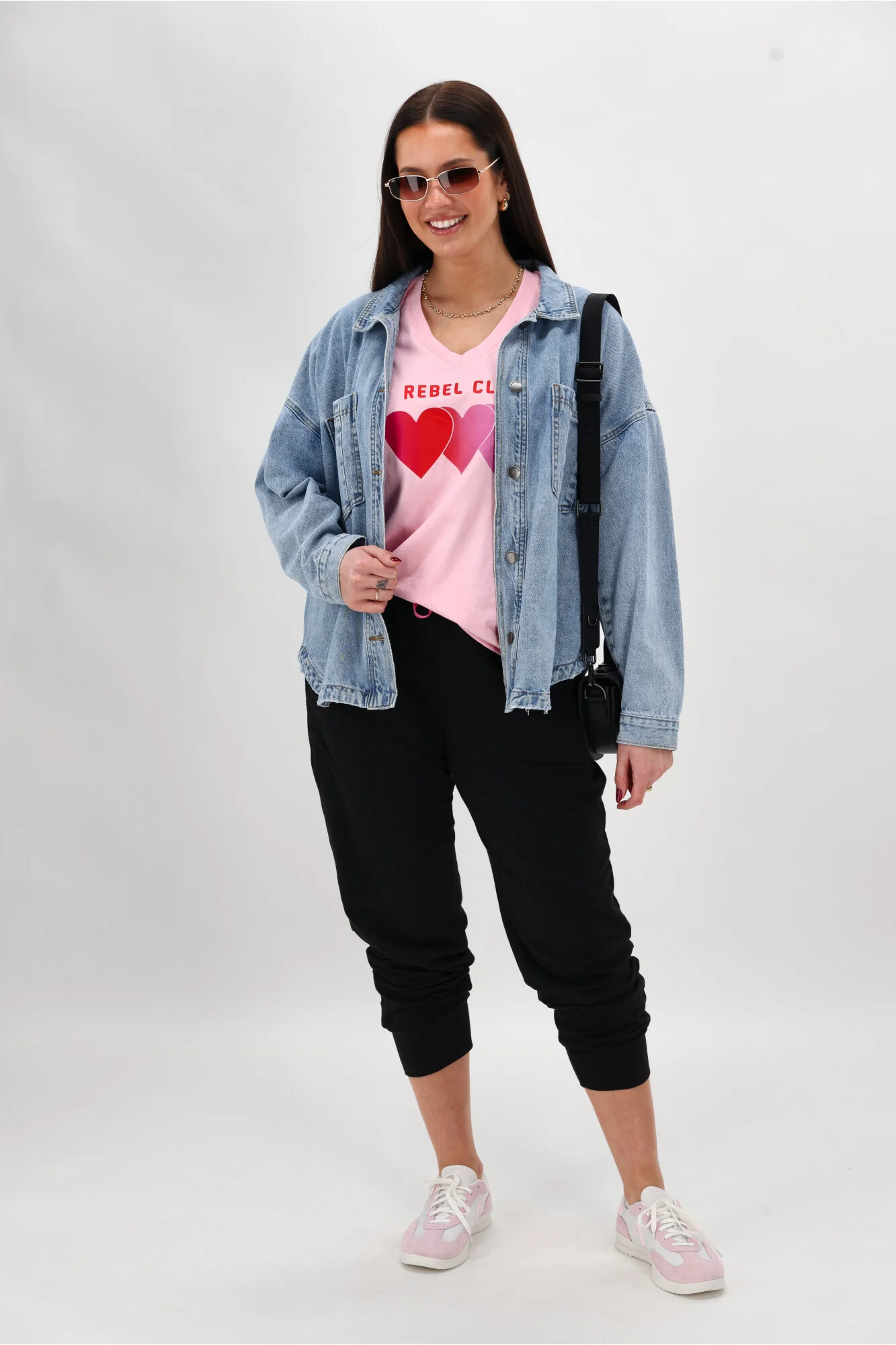 Rebel Club Faded Love Vee Tee Pink - Image 3