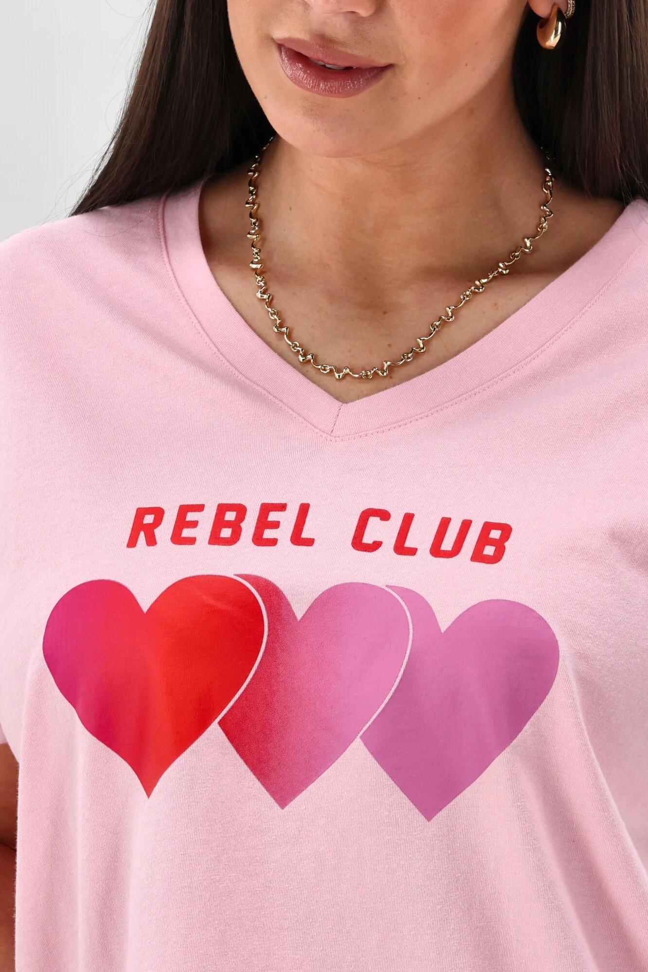 Rebel Club Faded Love Vee Tee Pink - Image 6