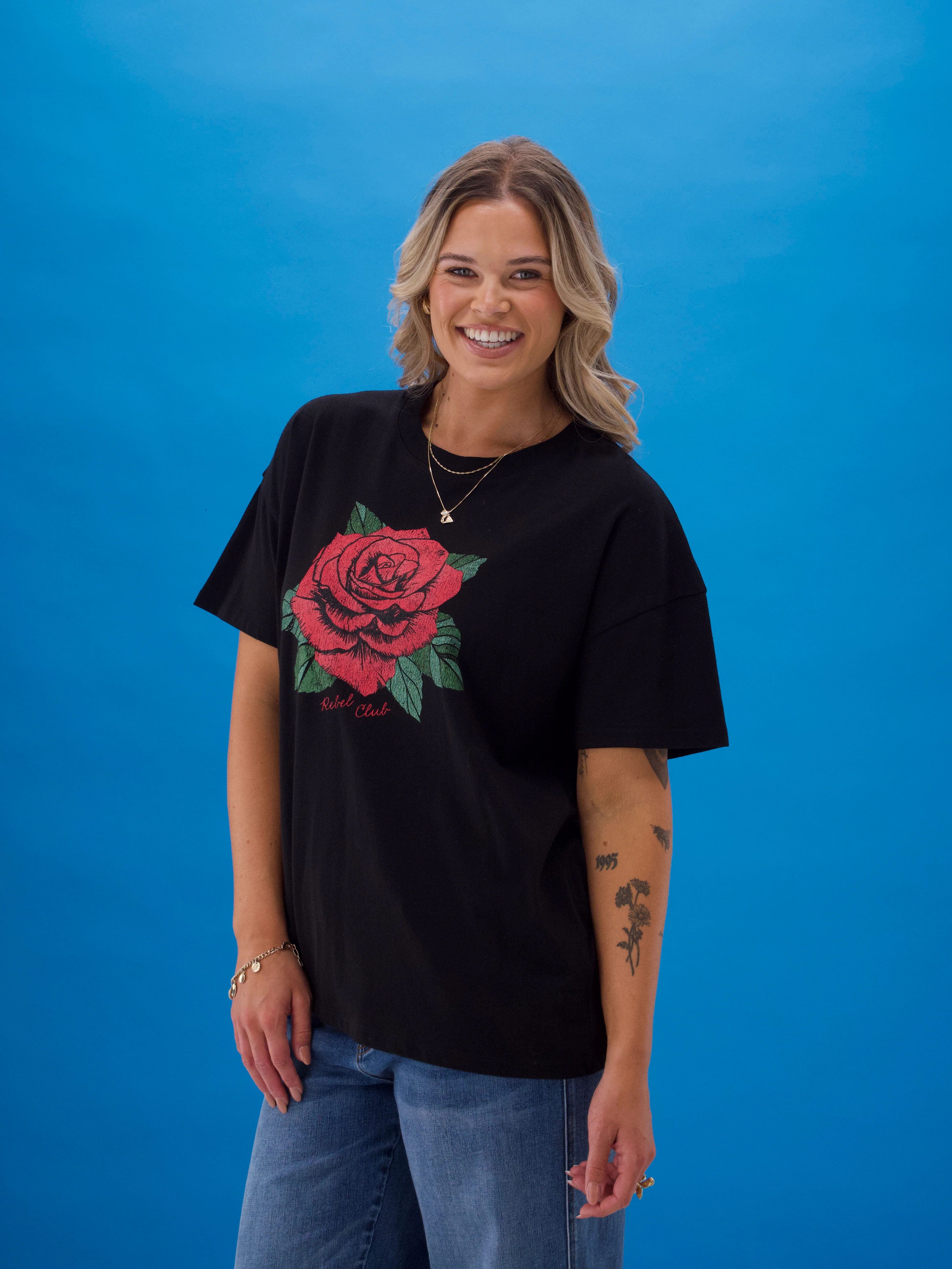 Rebel Club Faded Rose Tee Black - Image 2