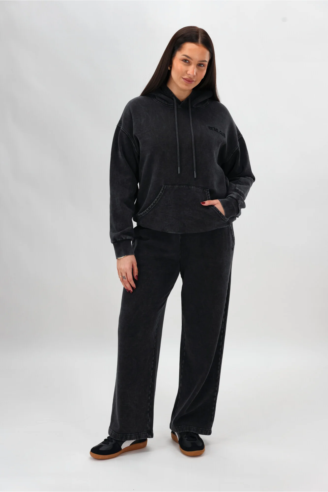 Rebel Club Flock Flower Hoodie Black Wash - Image 4