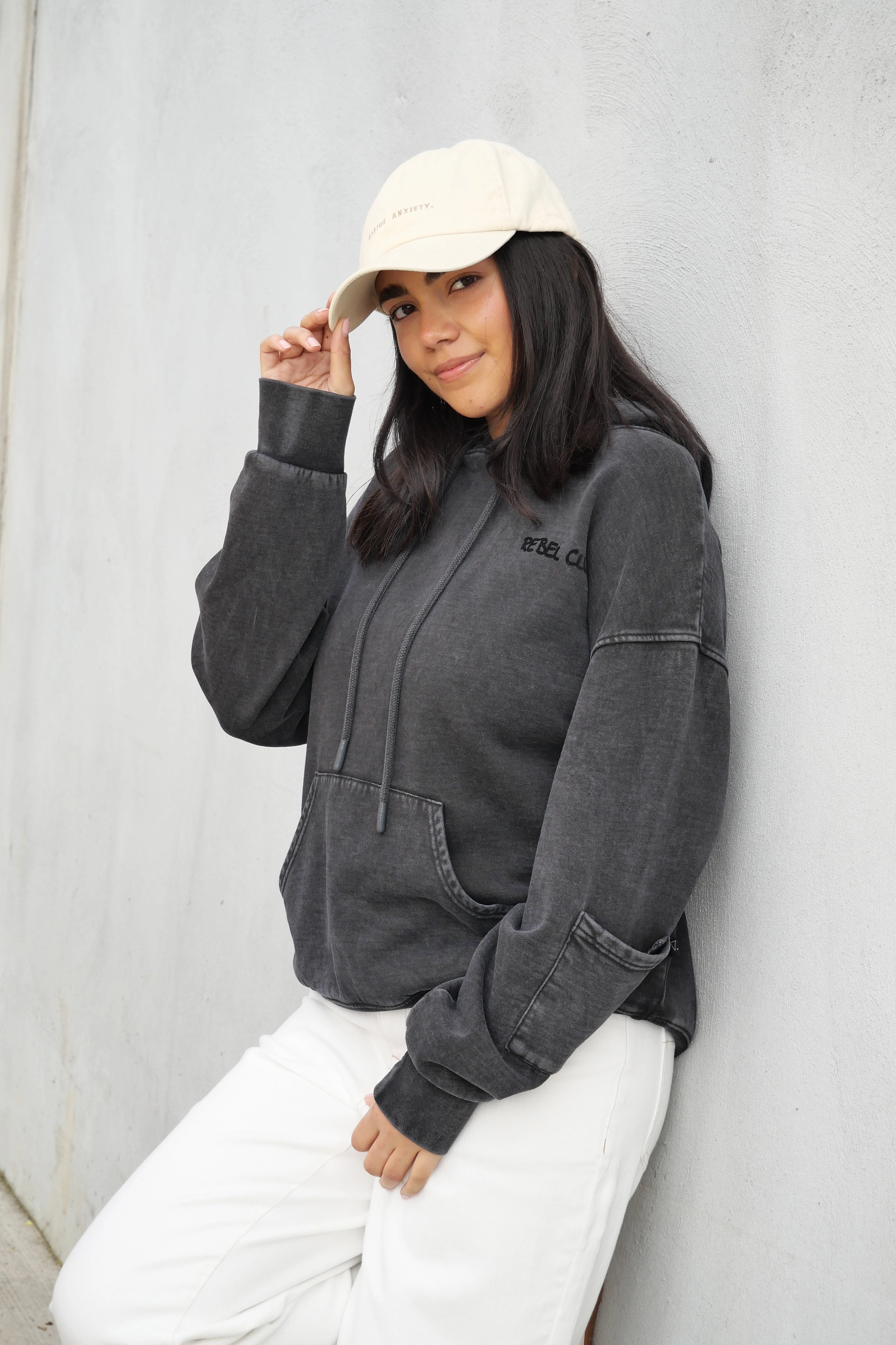 Rebel Club Flock Flower Hoodie Black Wash - Image 9