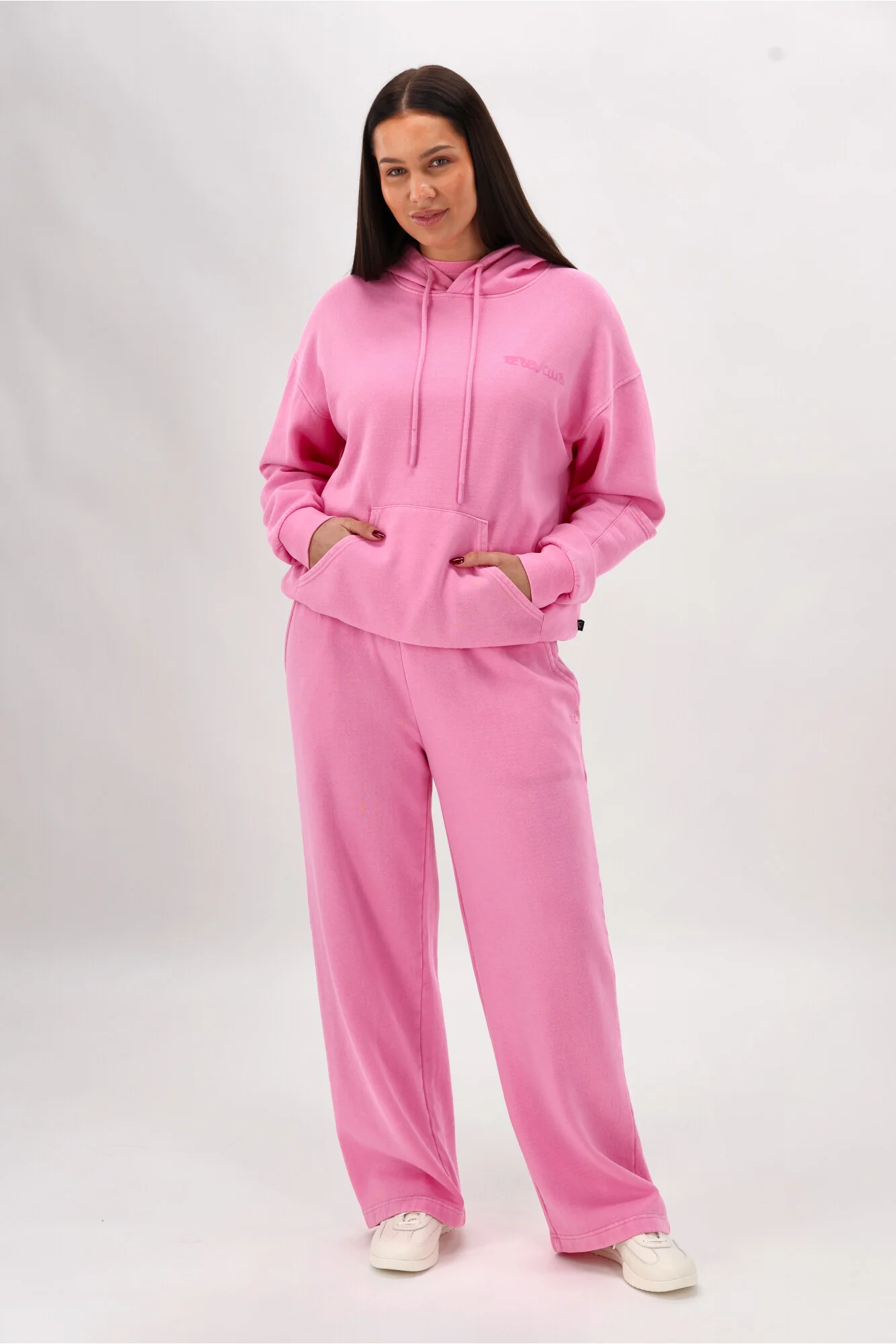 Rebel Club Flock Scribble Heart Hoodie Pink Wash - Image 7