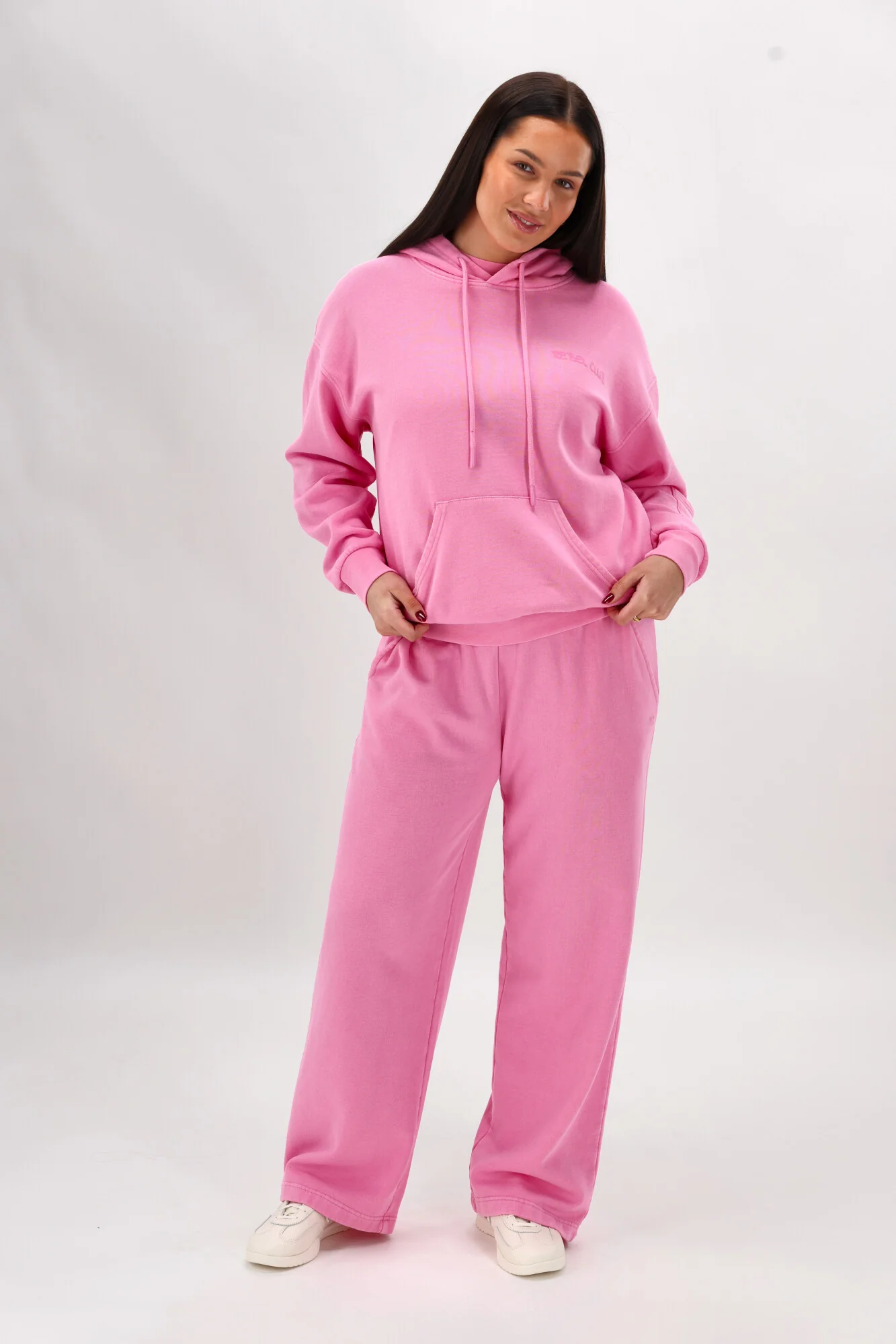 Rebel Club Flock Scribble Heart Hoodie Pink Wash - Image 9