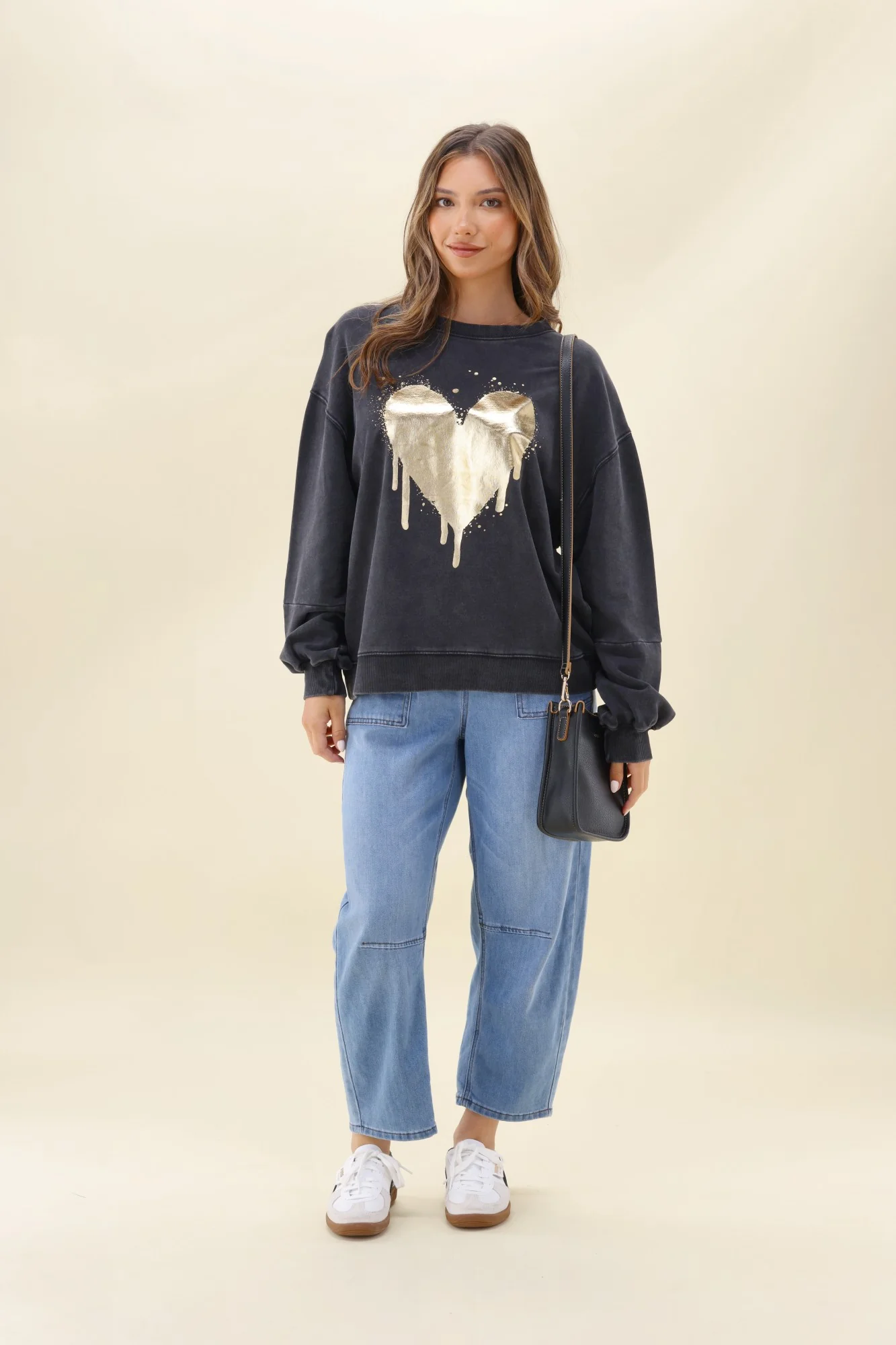 Rebel Club Graffiti Heart Jumper Washed Black - Image 5