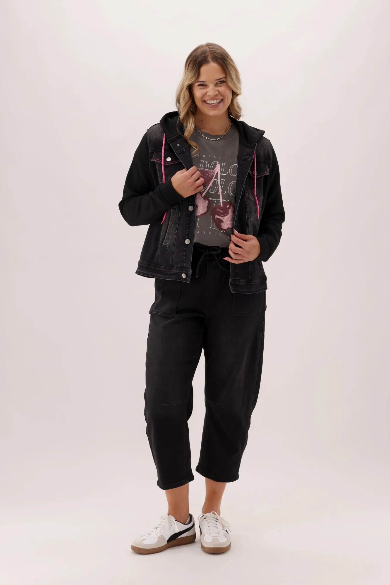 Rebel Club Hooded Denim Jacket Black - Image 7