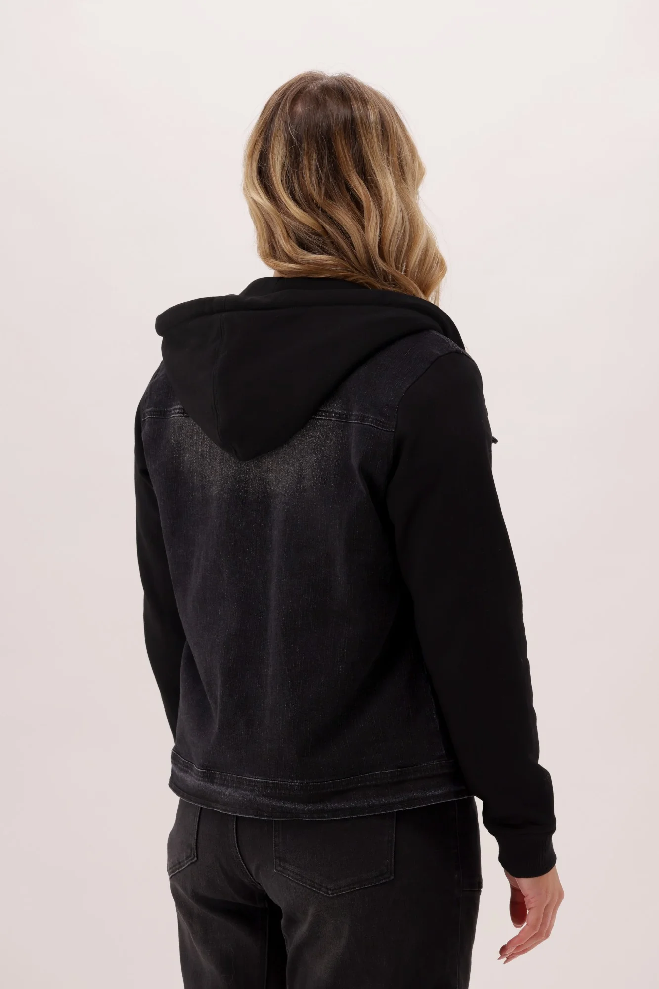 Rebel Club Hooded Denim Jacket Black - Image 8