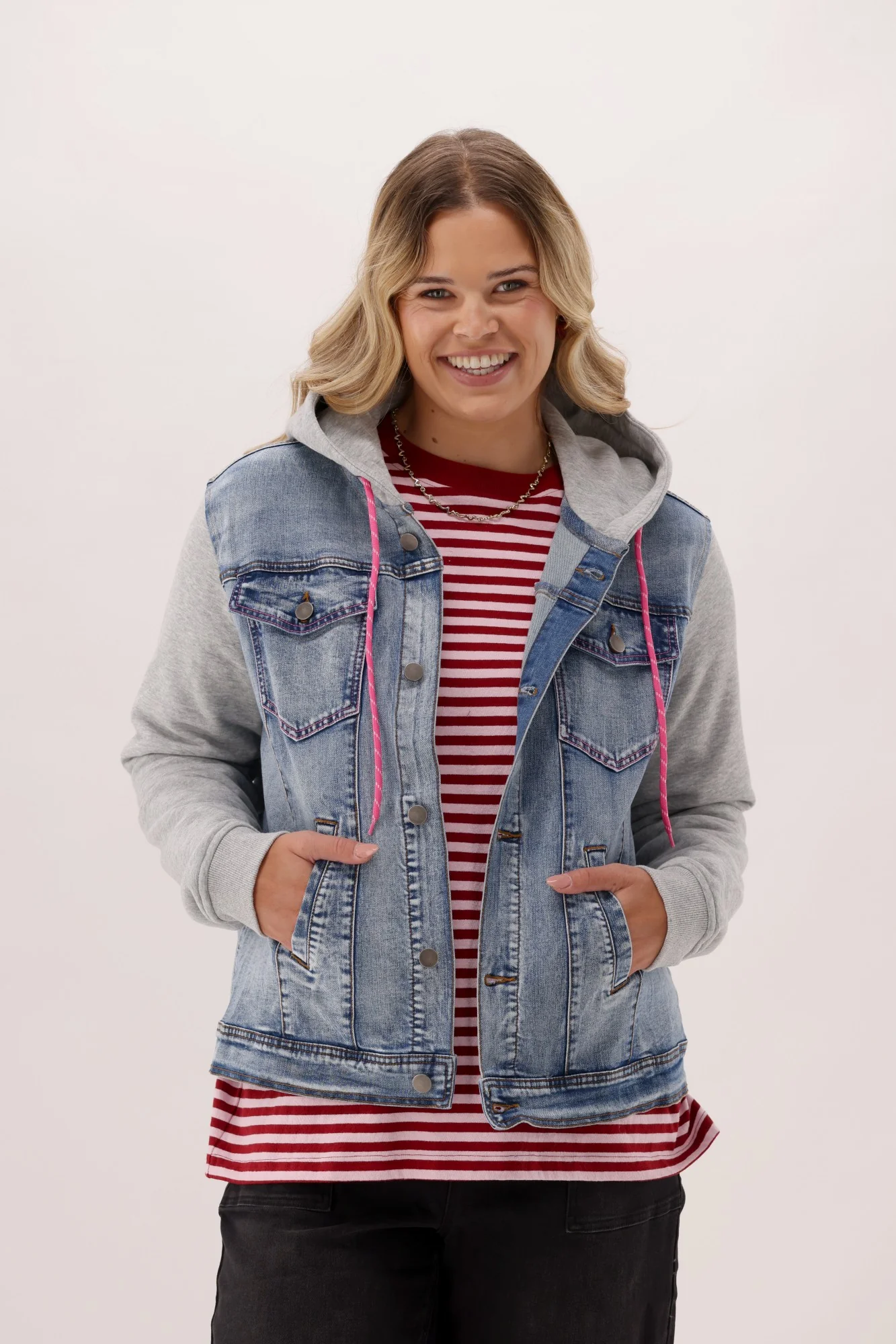 Rebel Club Hooded Denim Jacket Blue - Image 3