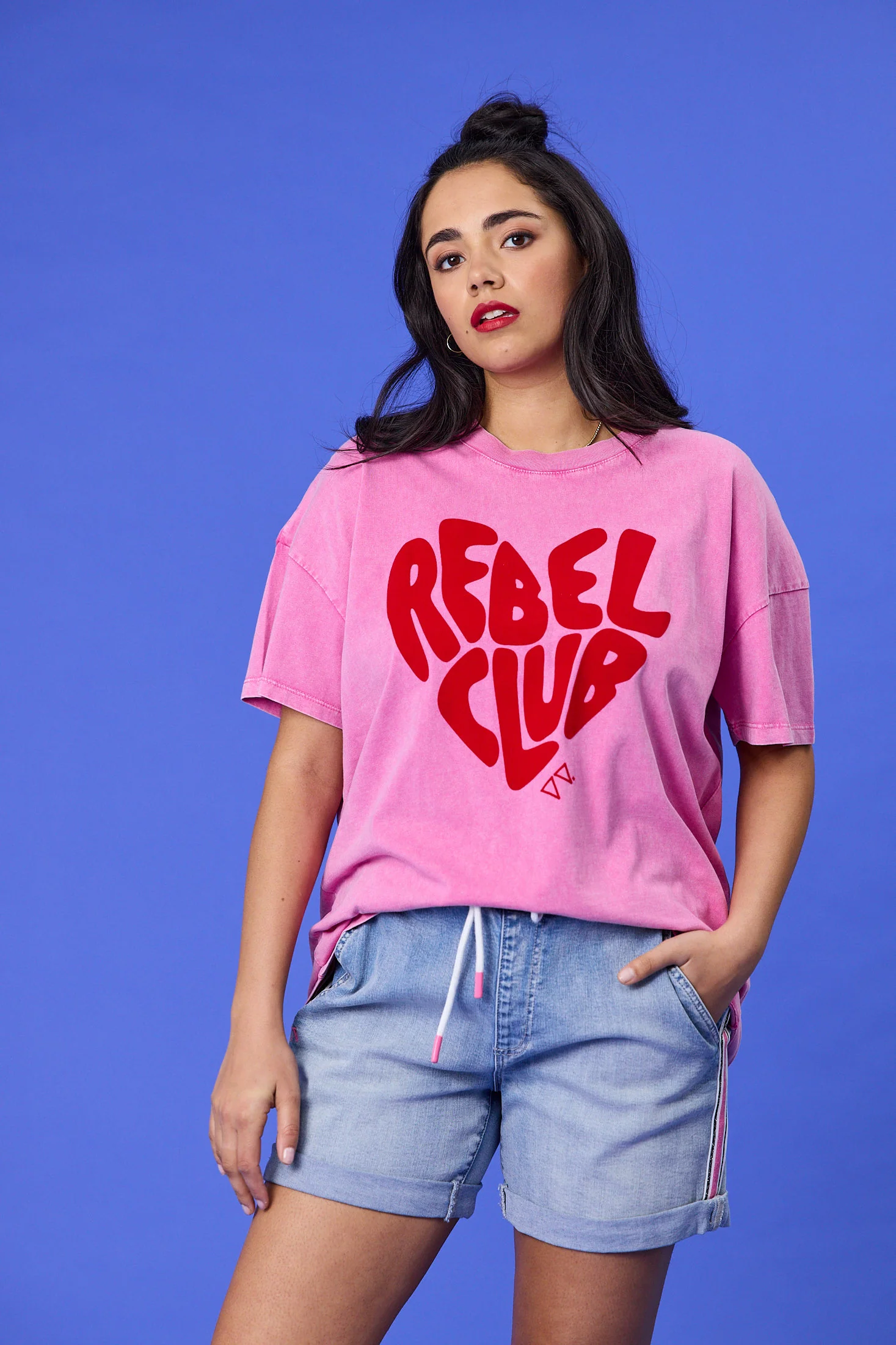 Rebel Club In My Heart Boyfriend Tee Pink