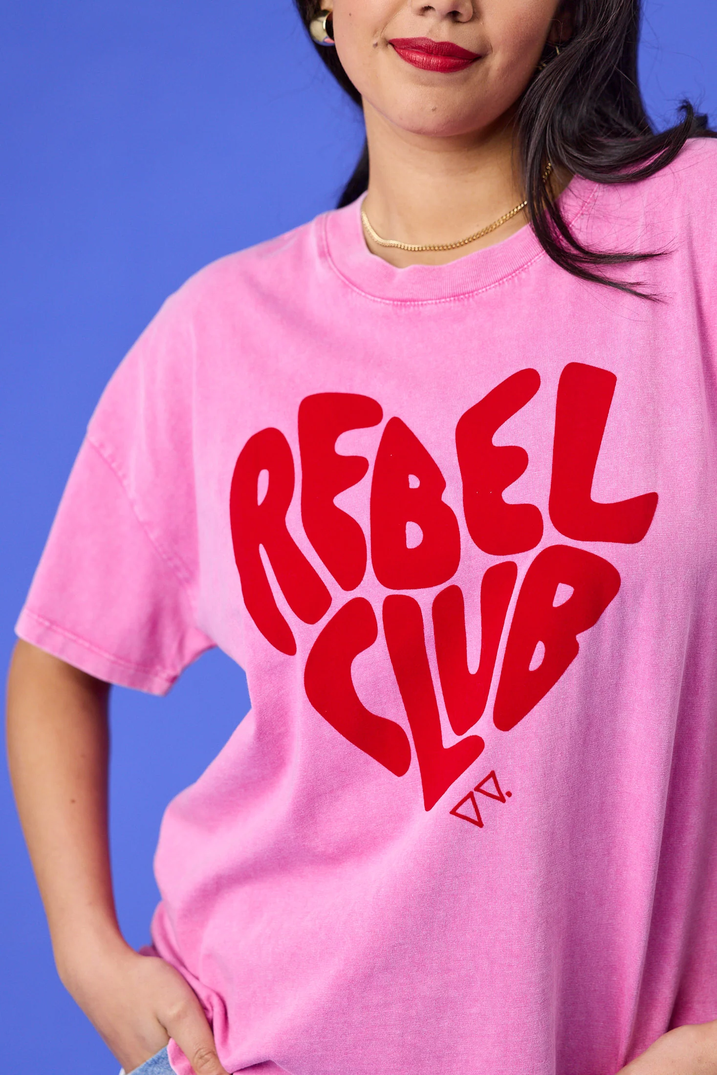Rebel Club In My Heart Boyfriend Tee Pink - Image 4
