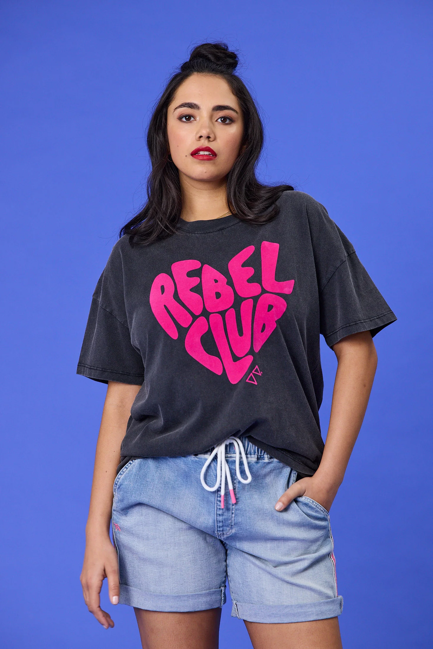 Rebel Club In My Heart Boyfriend Tee Washed Black