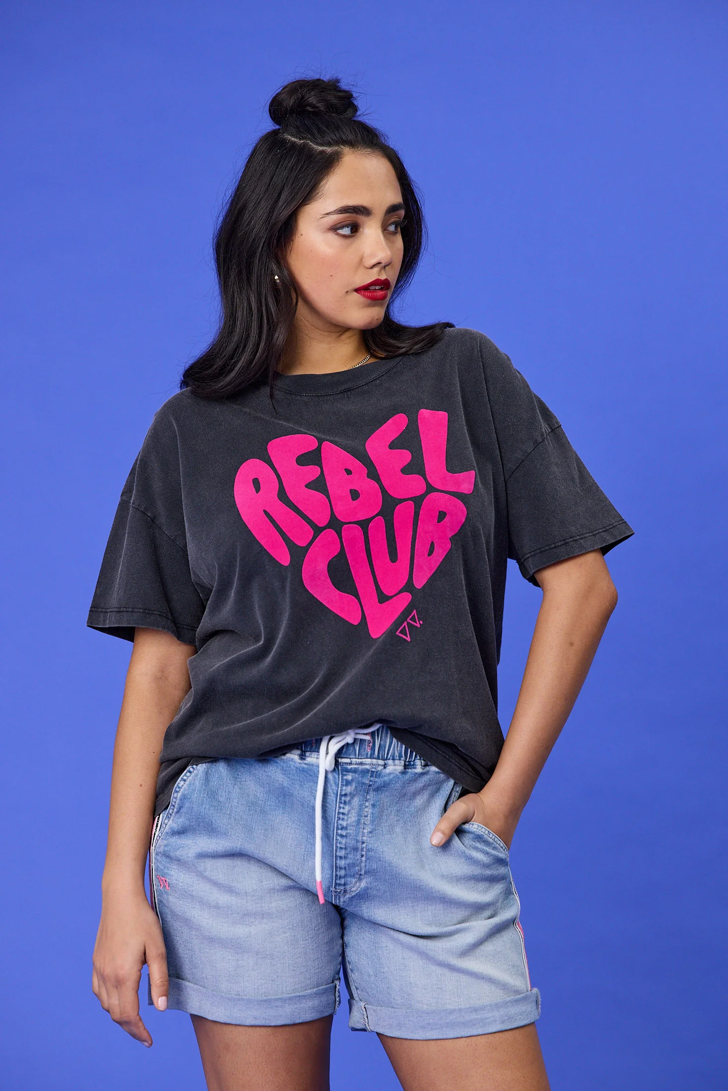 Rebel Club In My Heart Boyfriend Tee Washed Black - Image 2