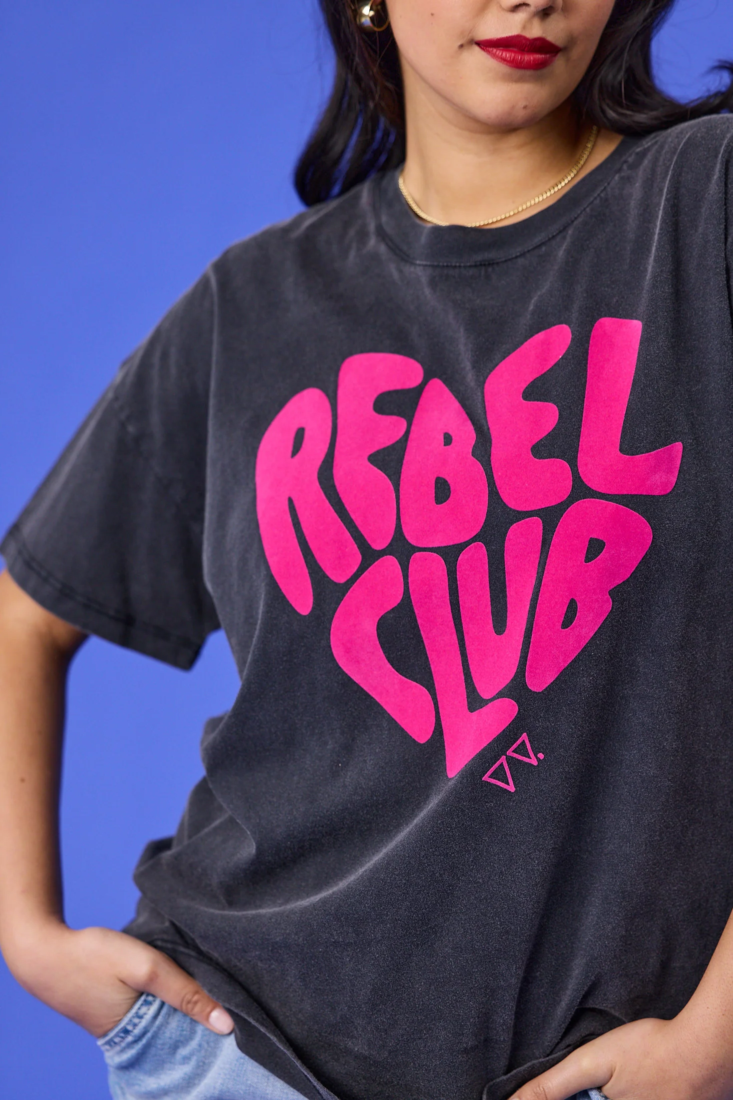 Rebel Club In My Heart Boyfriend Tee Washed Black - Image 3