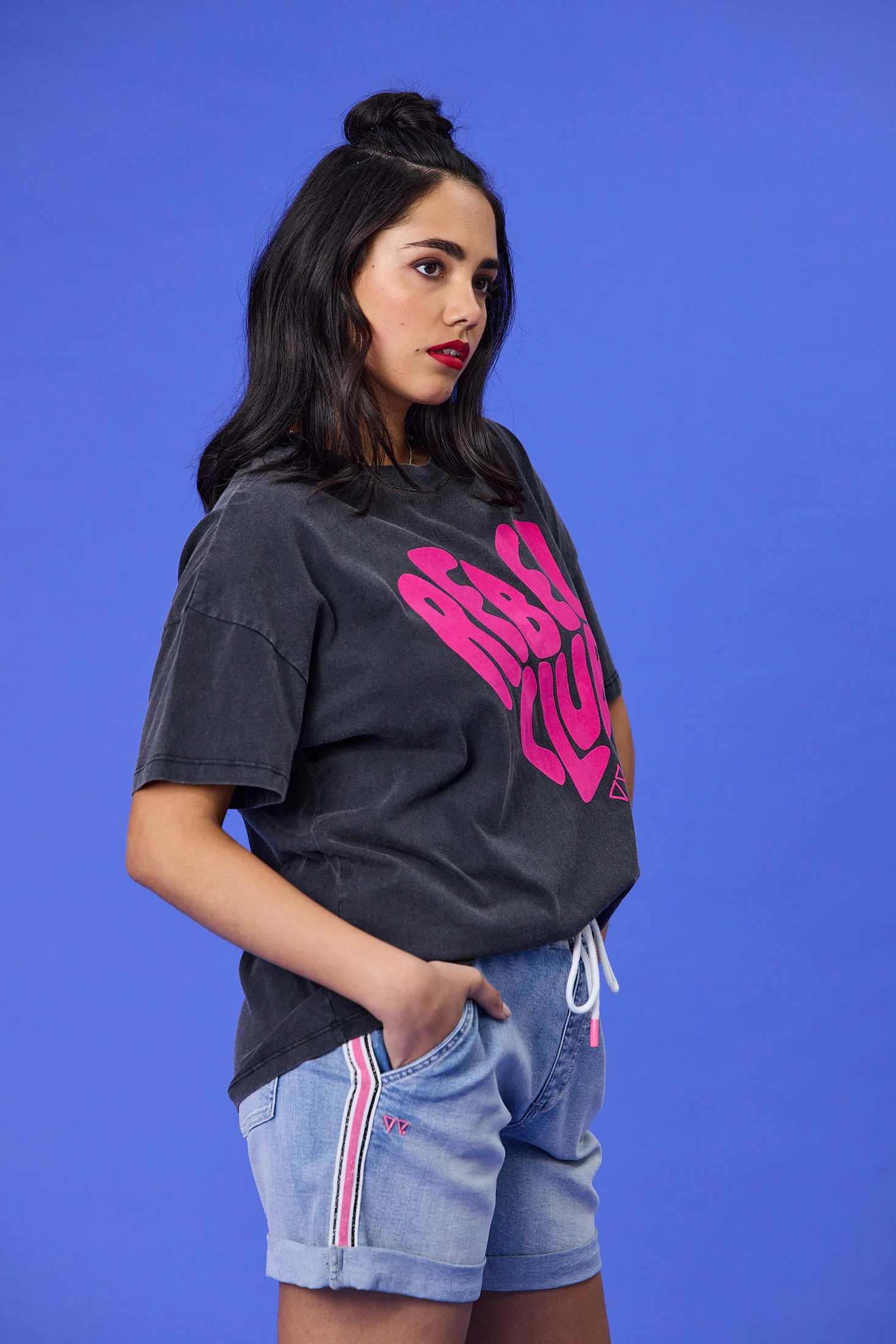 Rebel Club In My Heart Boyfriend Tee Washed Black - Image 4