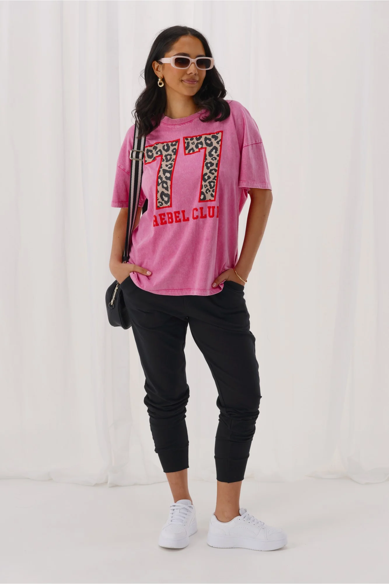 Rebel Club Leopard Club Boyfriend Tee Pink - Image 5