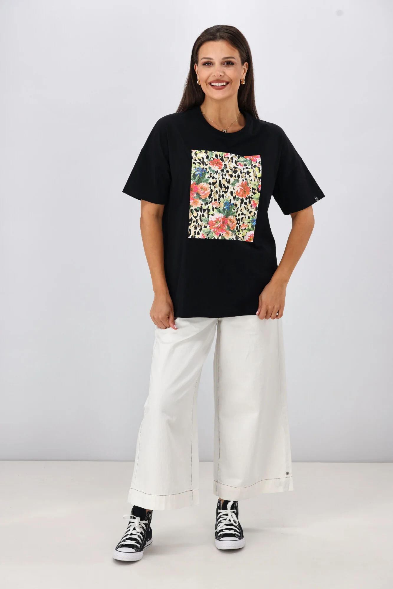 Rebel Club Leopard Dreams Block Boyfriend Tee Black - Image 4