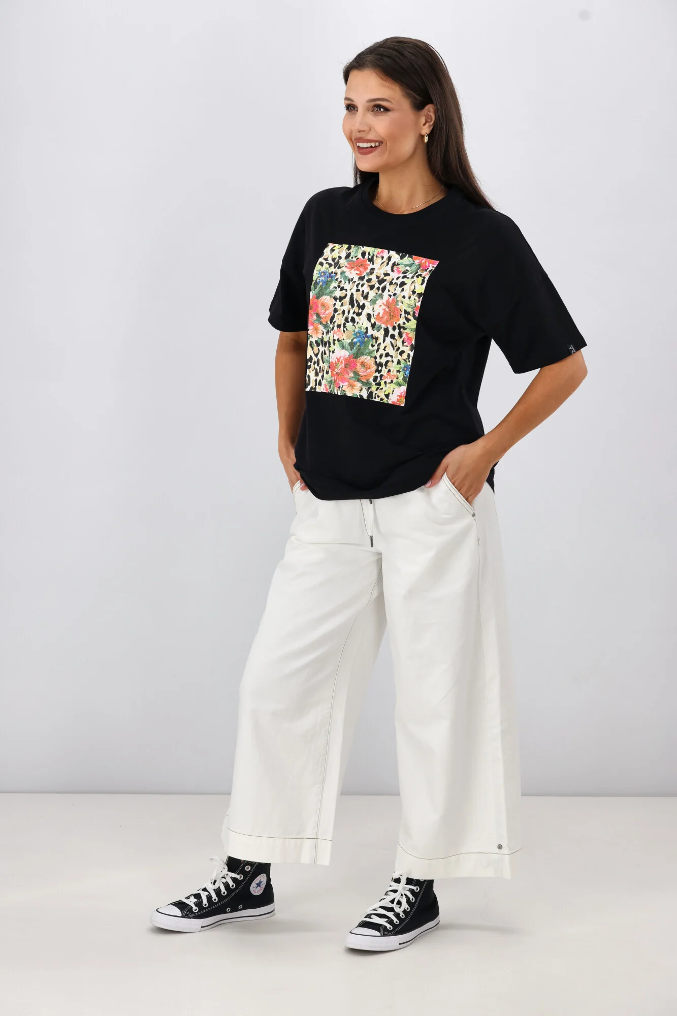 Rebel Club Leopard Dreams Block Boyfriend Tee Black - Image 7