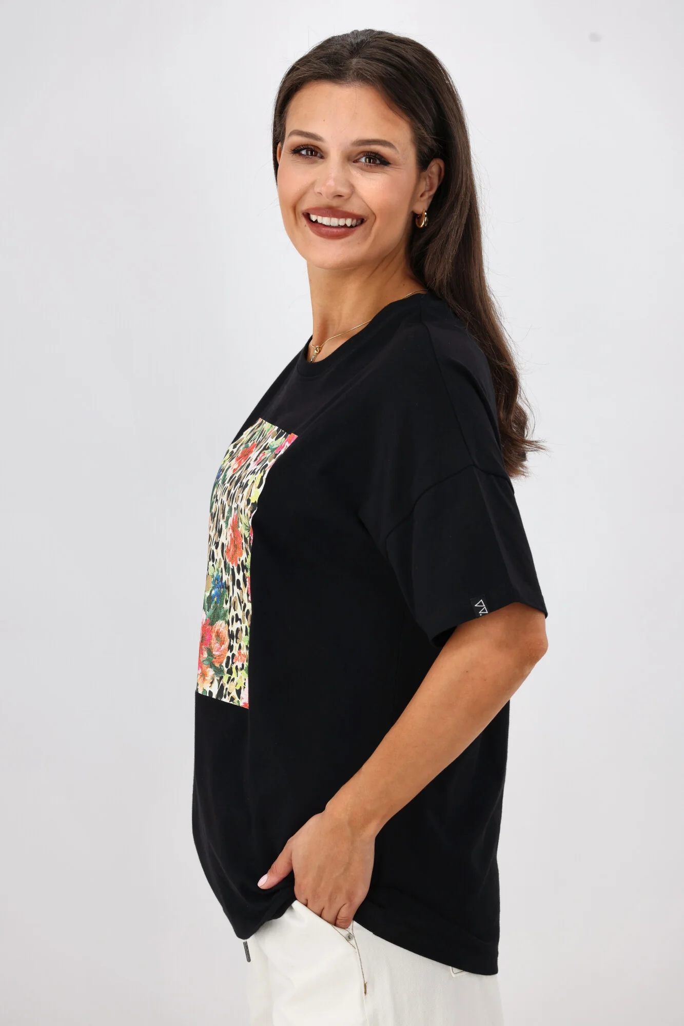 Rebel Club Leopard Dreams Block Boyfriend Tee Black - Image 9