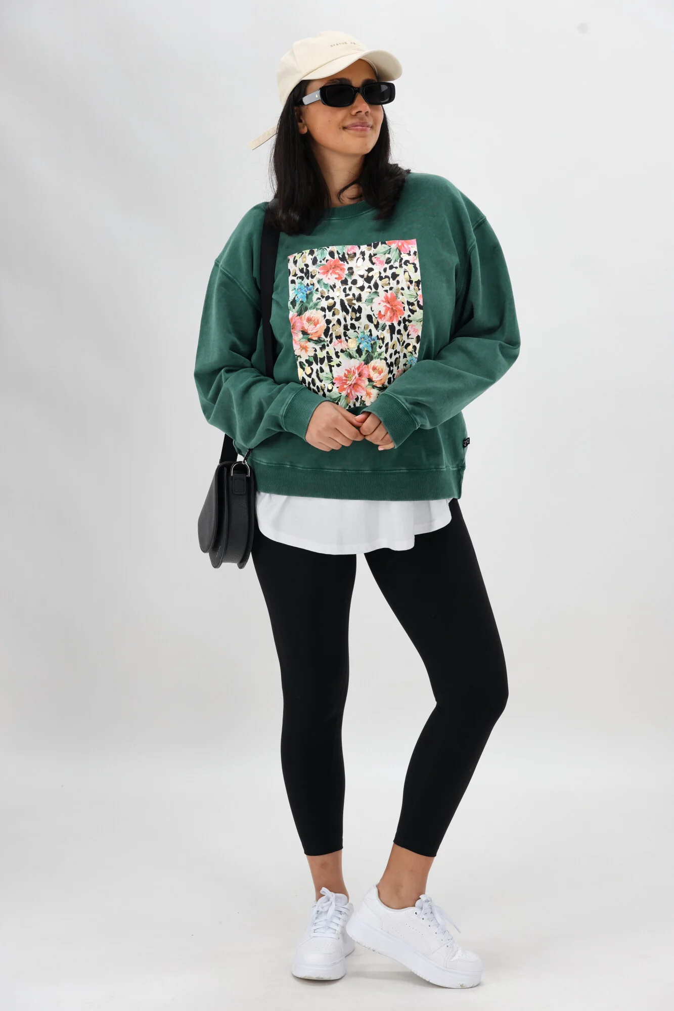 Rebel Club Leopard Dreams Block Crew Washed Green - Image 6
