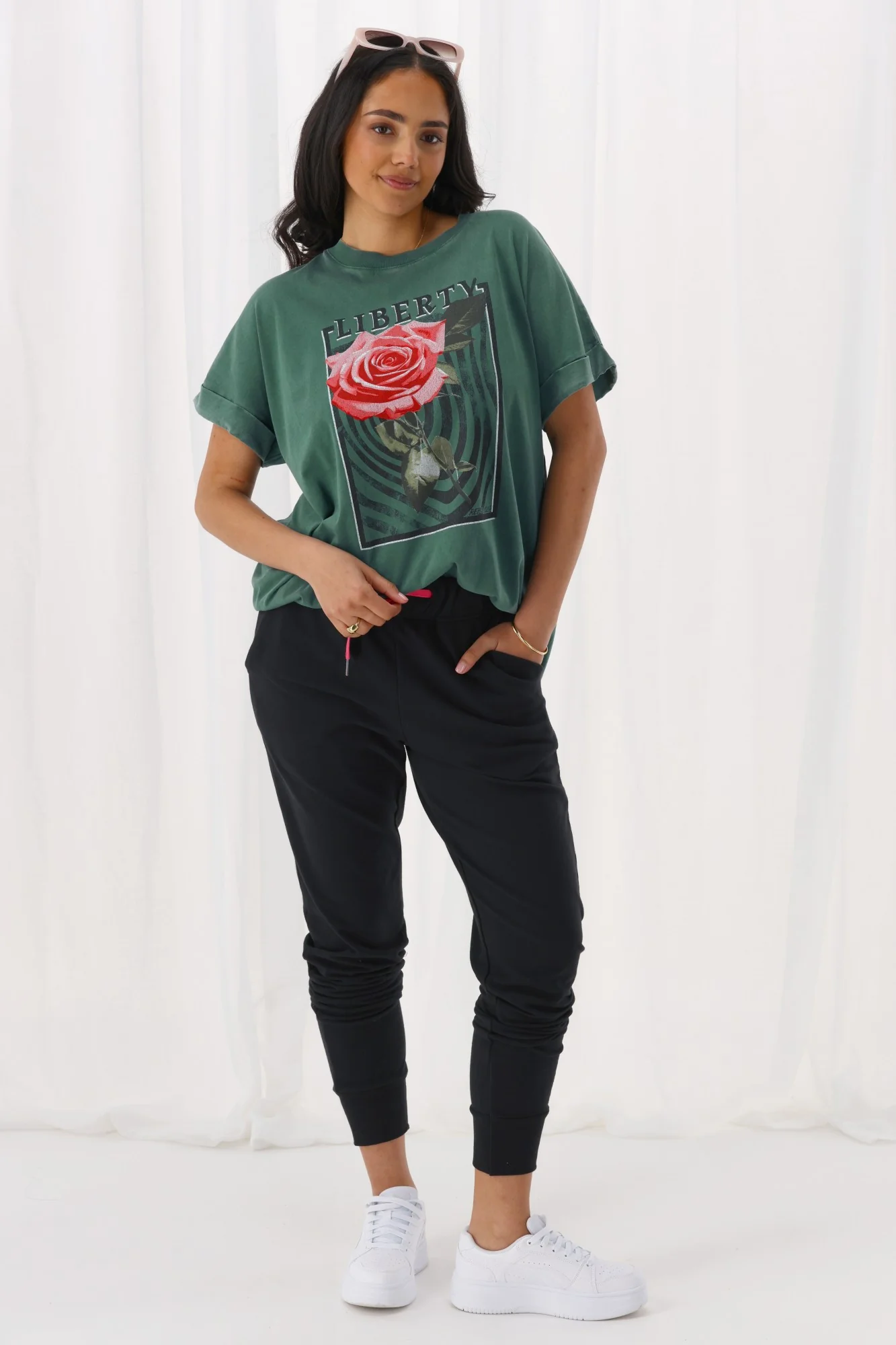 Rebel Club Liberty Rose Capsleeve Tee Green - Image 10