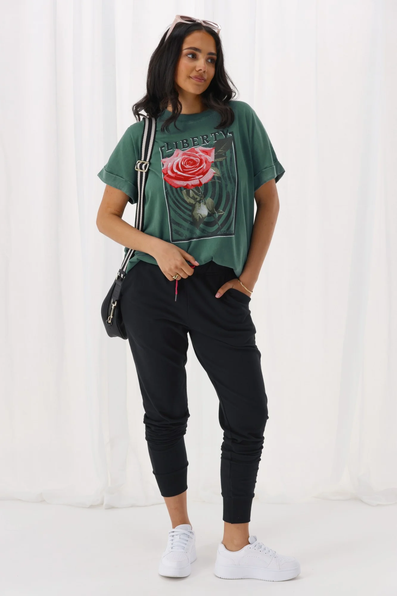 Rebel Club Liberty Rose Capsleeve Tee Green - Image 4