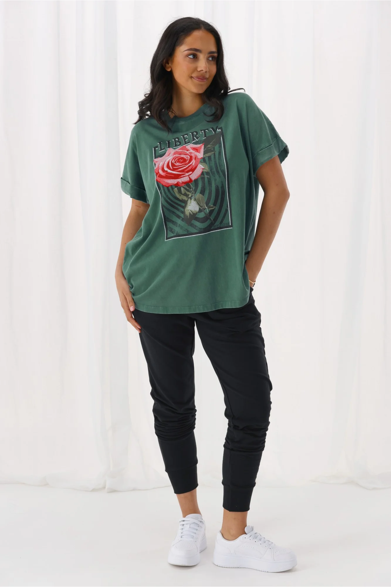 Rebel Club Liberty Rose Capsleeve Tee Green - Image 6