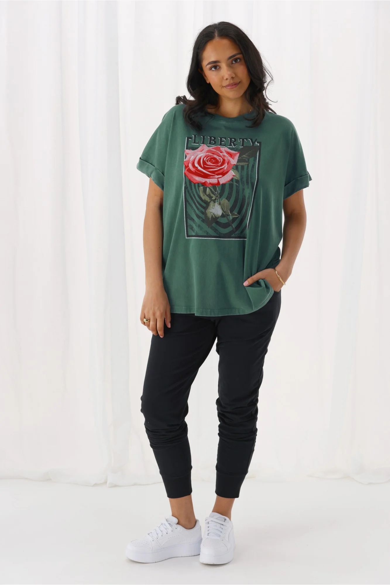 Rebel Club Liberty Rose Capsleeve Tee Green - Image 8