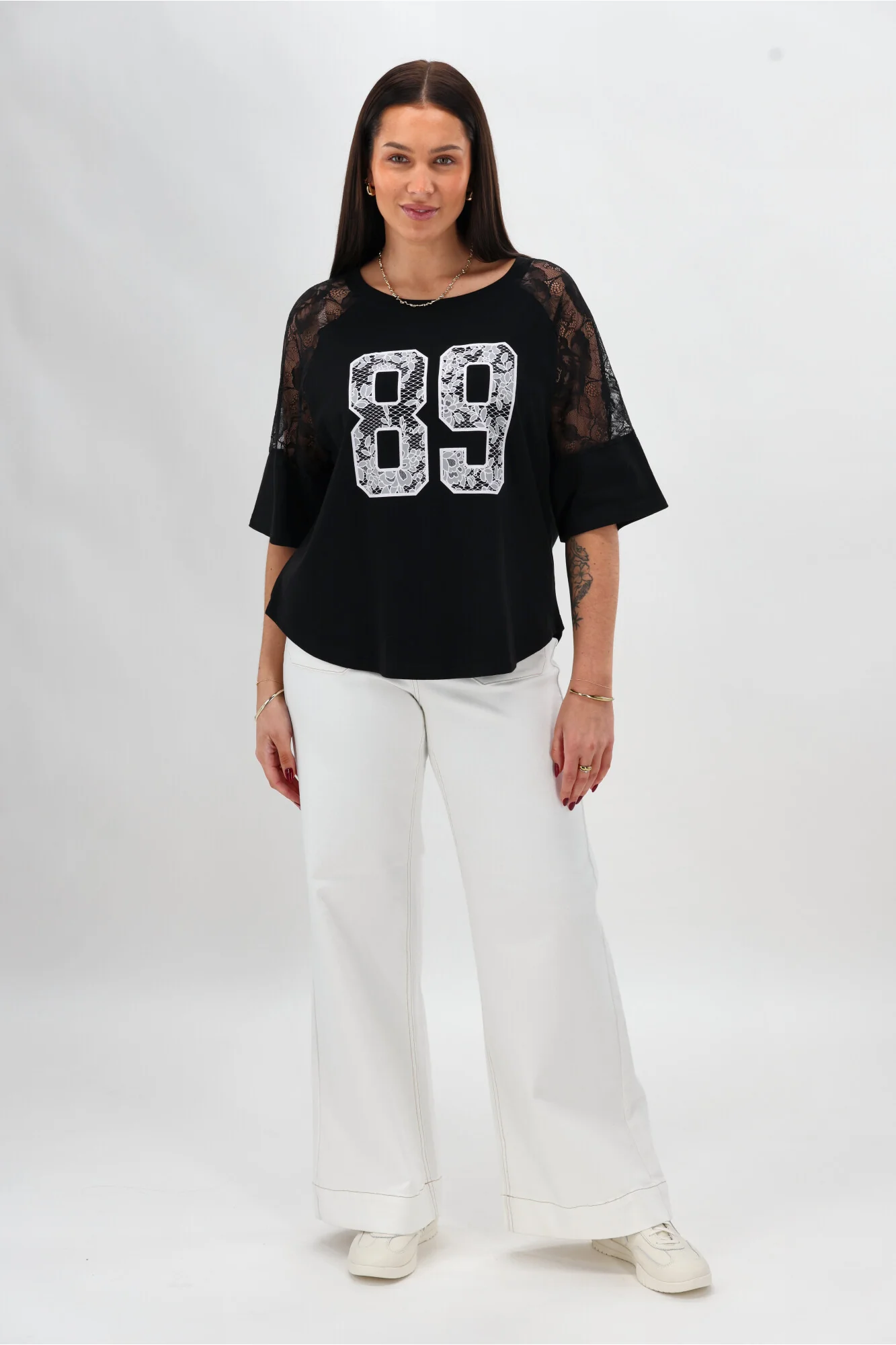 Rebel Club Lola Lace Tee Black - Image 3