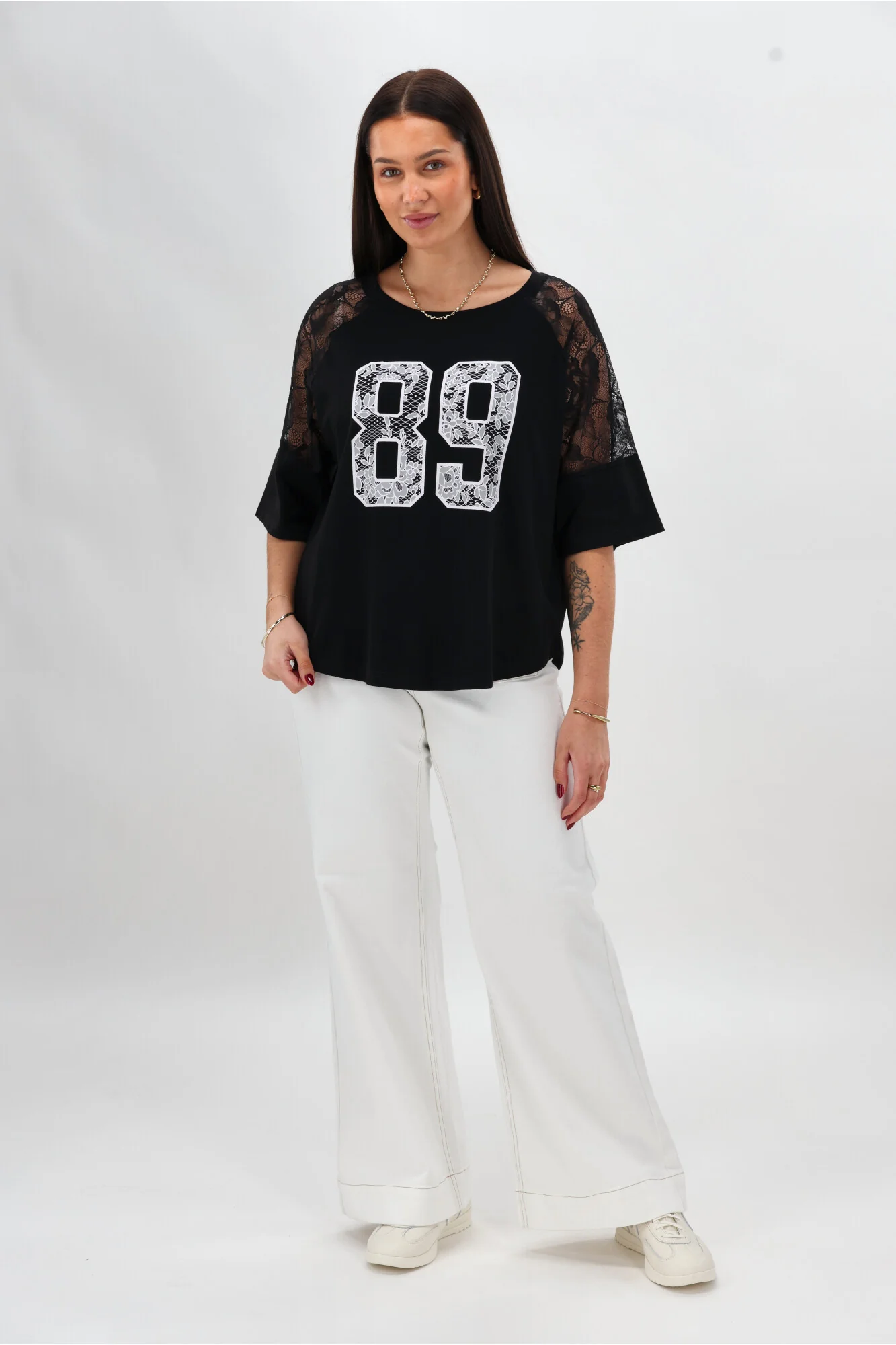 Rebel Club Lola Lace Tee Black - Image 4