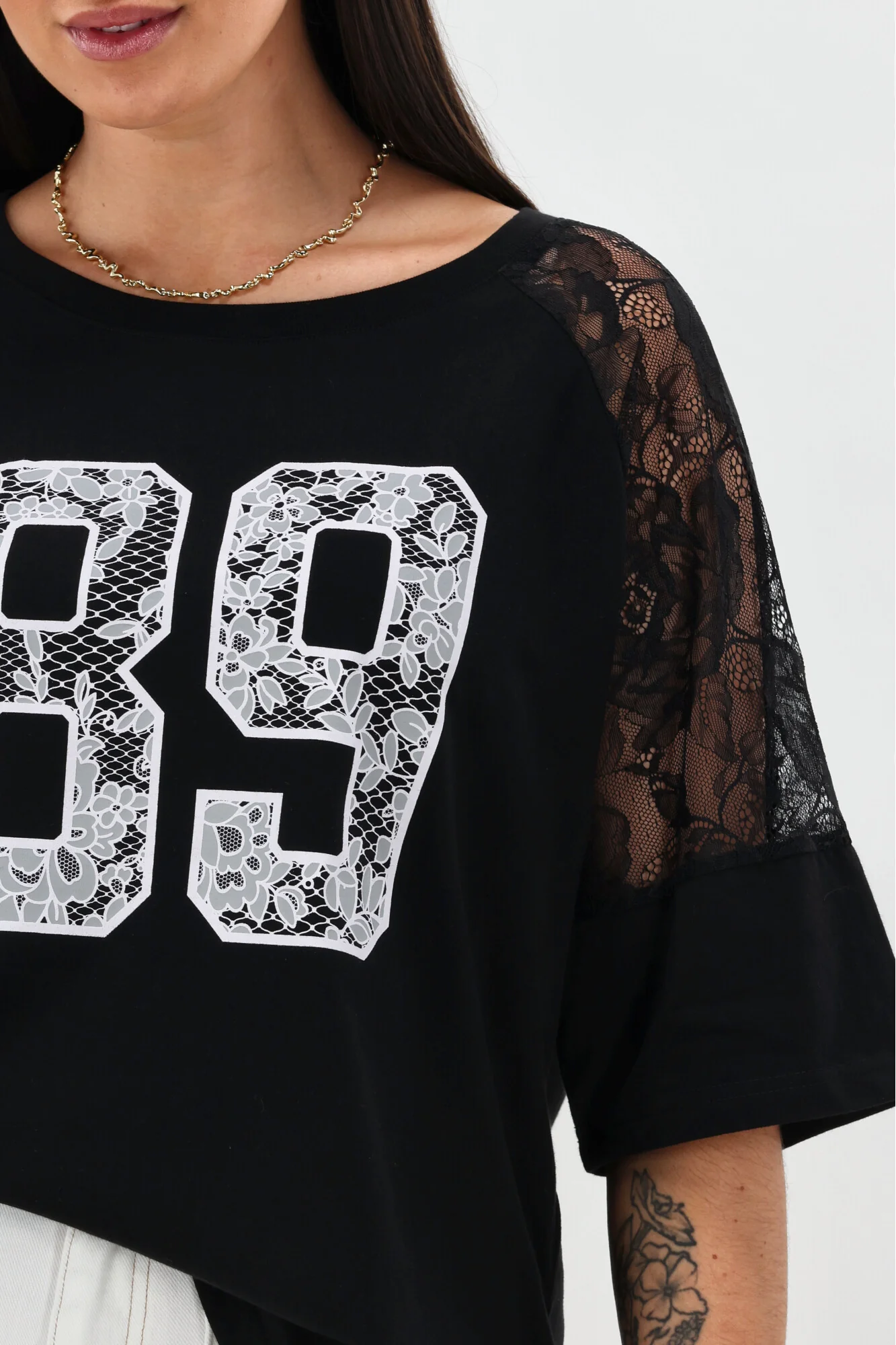 Rebel Club Lola Lace Tee Black - Image 5