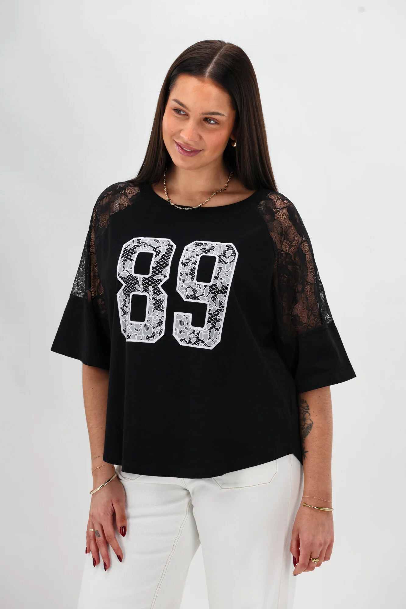 Rebel Club Lola Lace Tee Black - Image 7