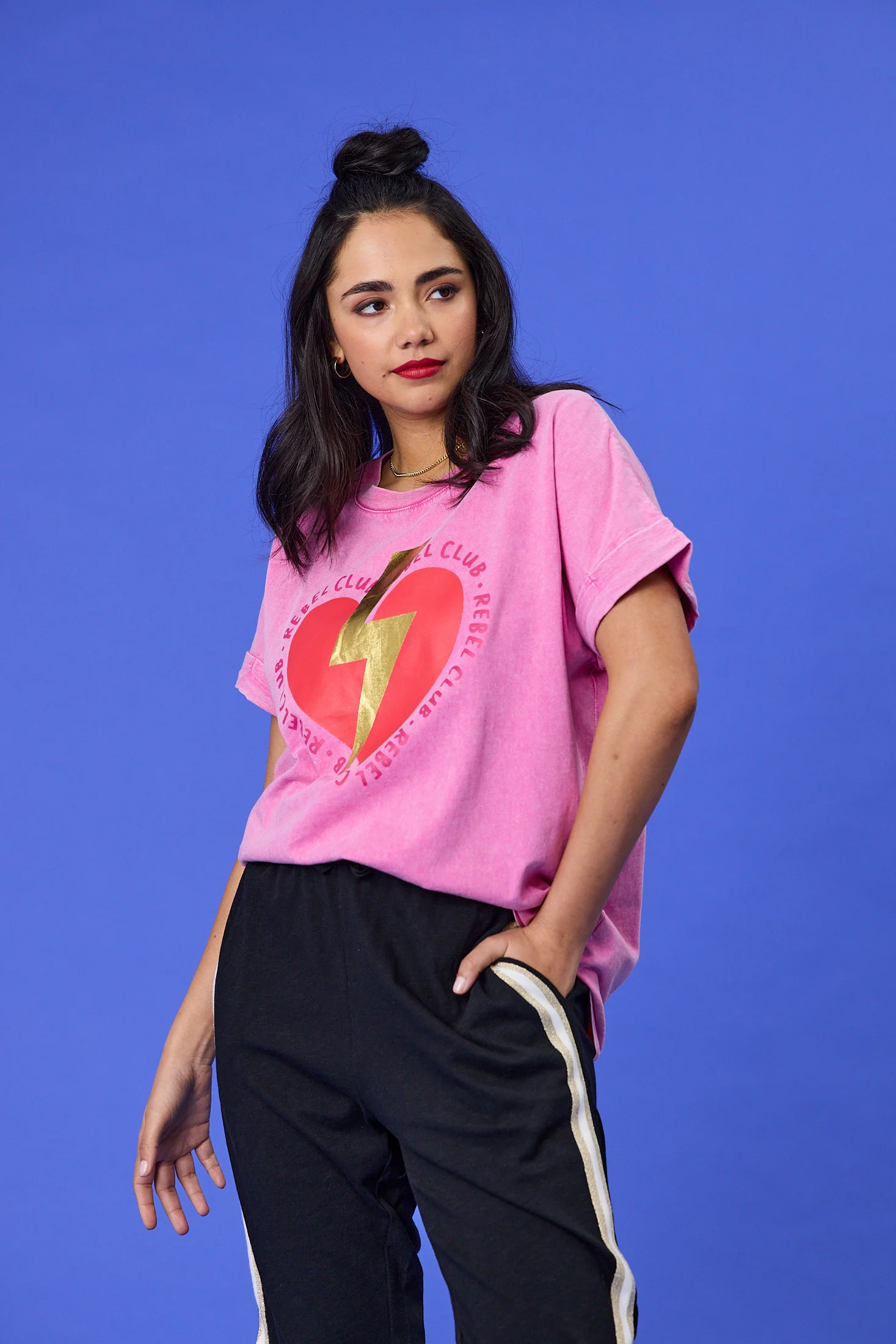 Rebel Club Love Bolted Capsleeve Tee Pink - Image 2