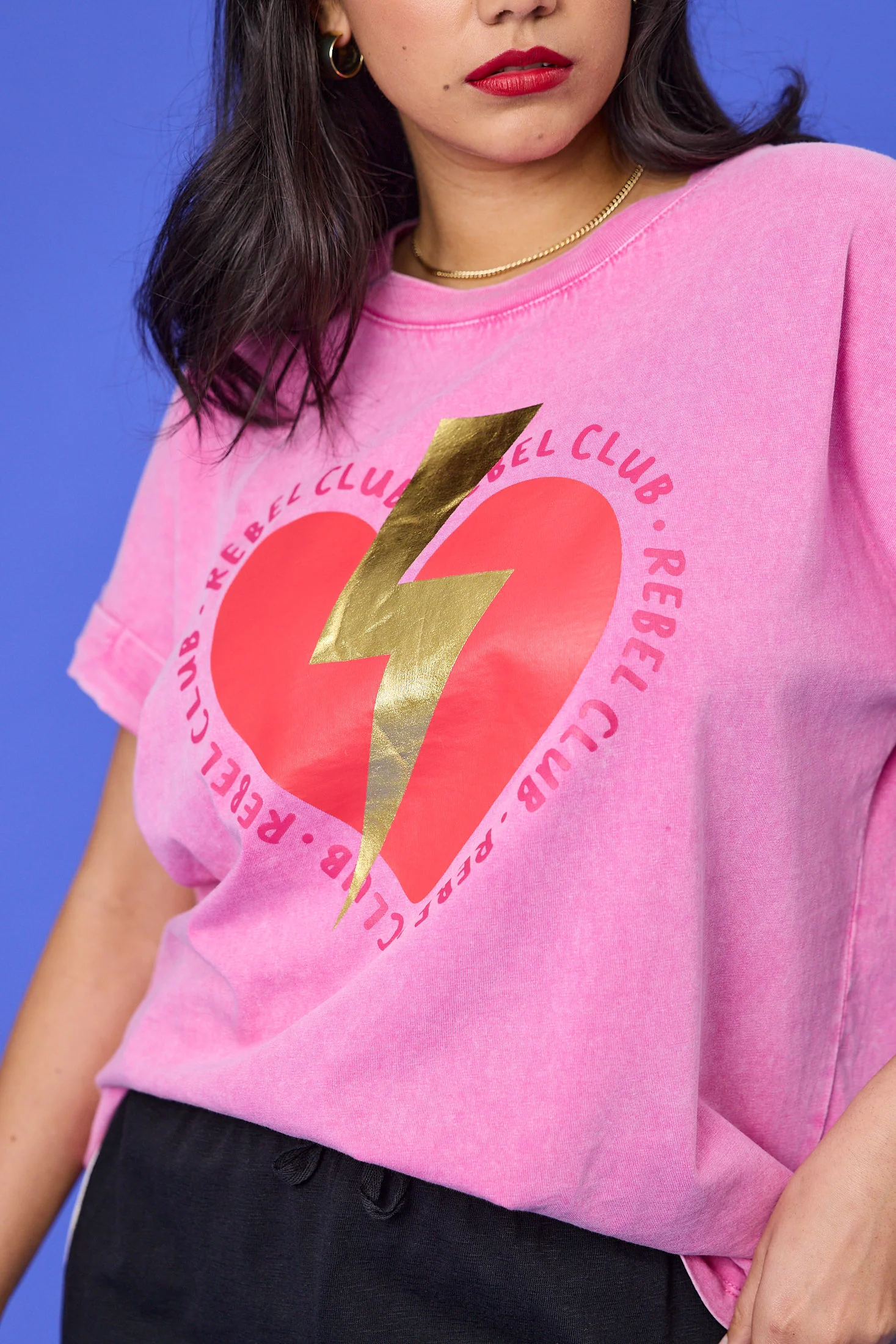 Rebel Club Love Bolted Capsleeve Tee Pink - Image 3