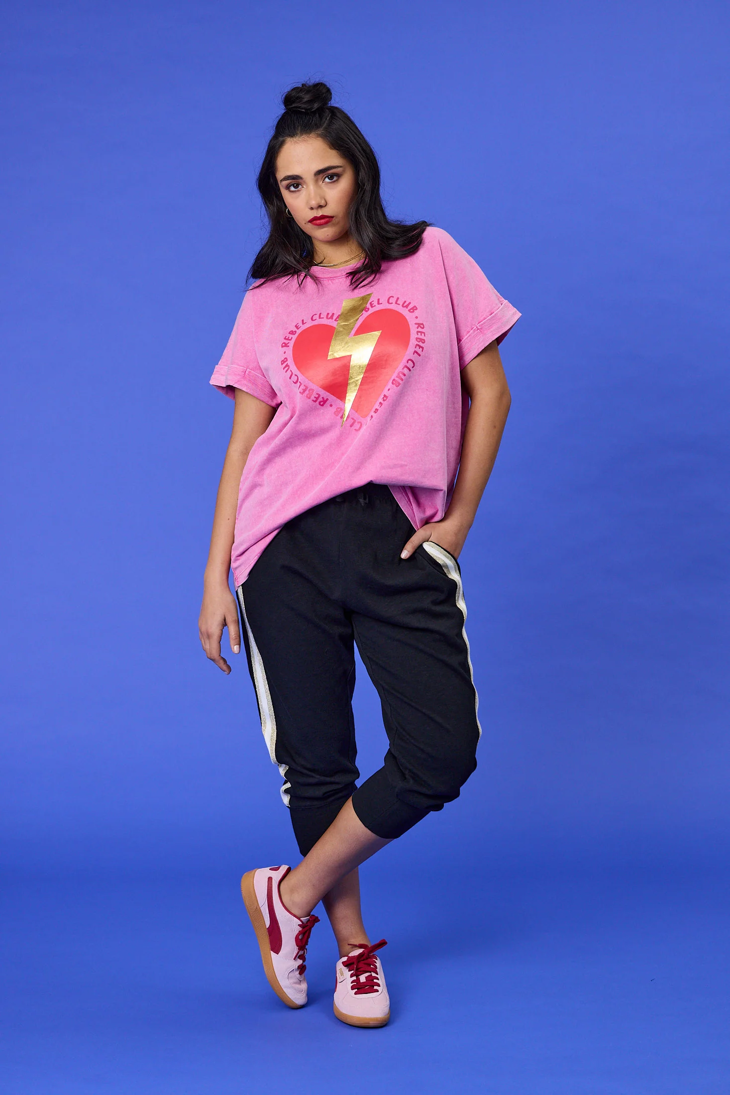 Rebel Club Love Bolted Capsleeve Tee Pink - Image 4