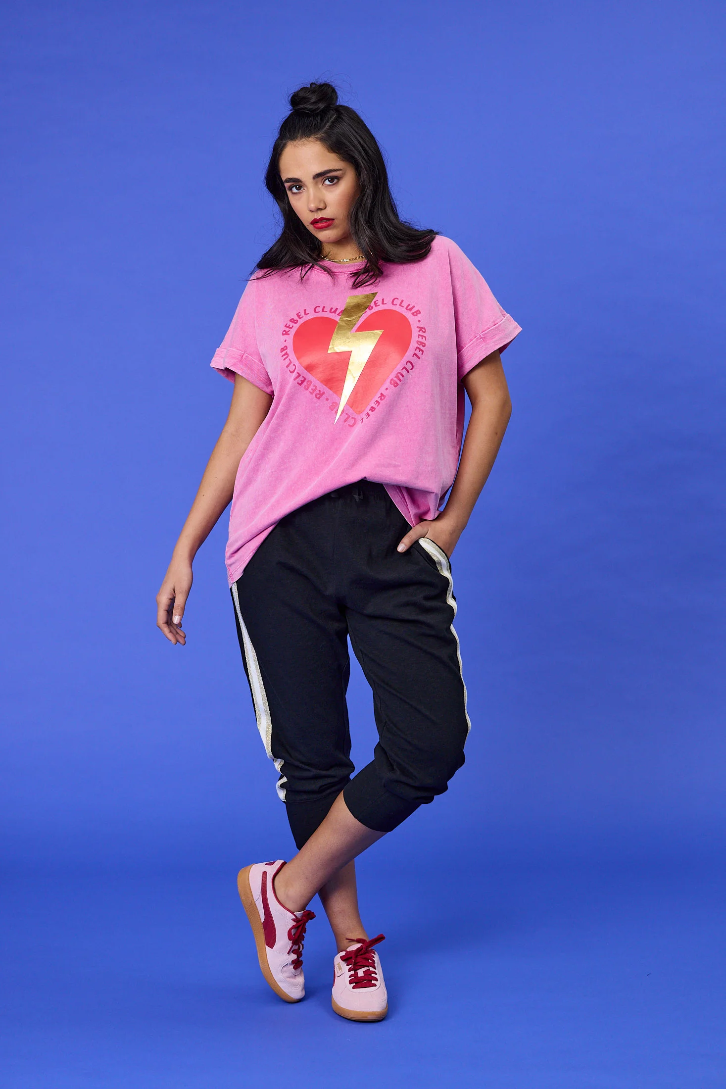 Rebel Club Love Bolted Capsleeve Tee Pink - Image 5