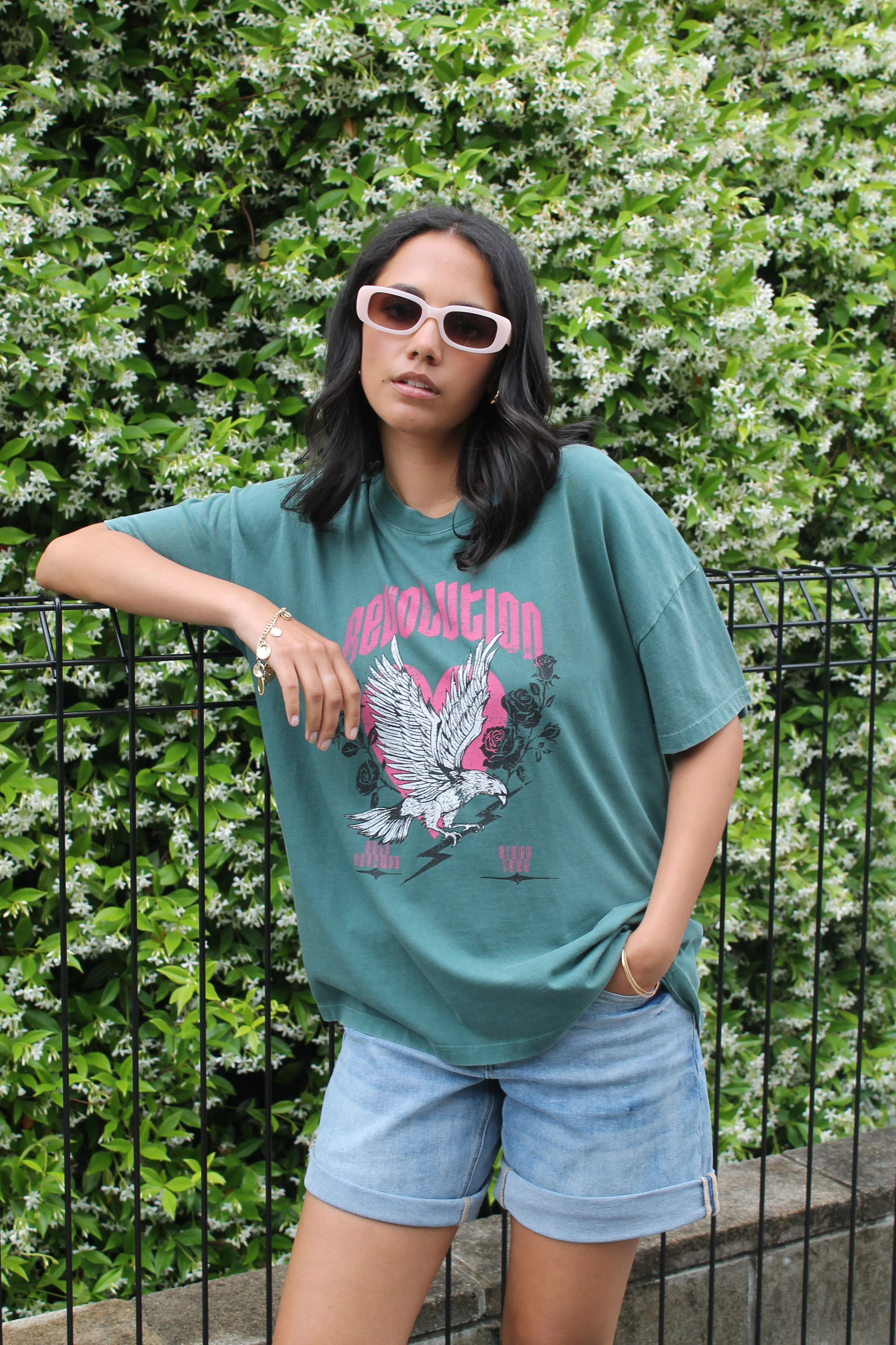 Rebel Club Revolution Boyfriend Tee Green