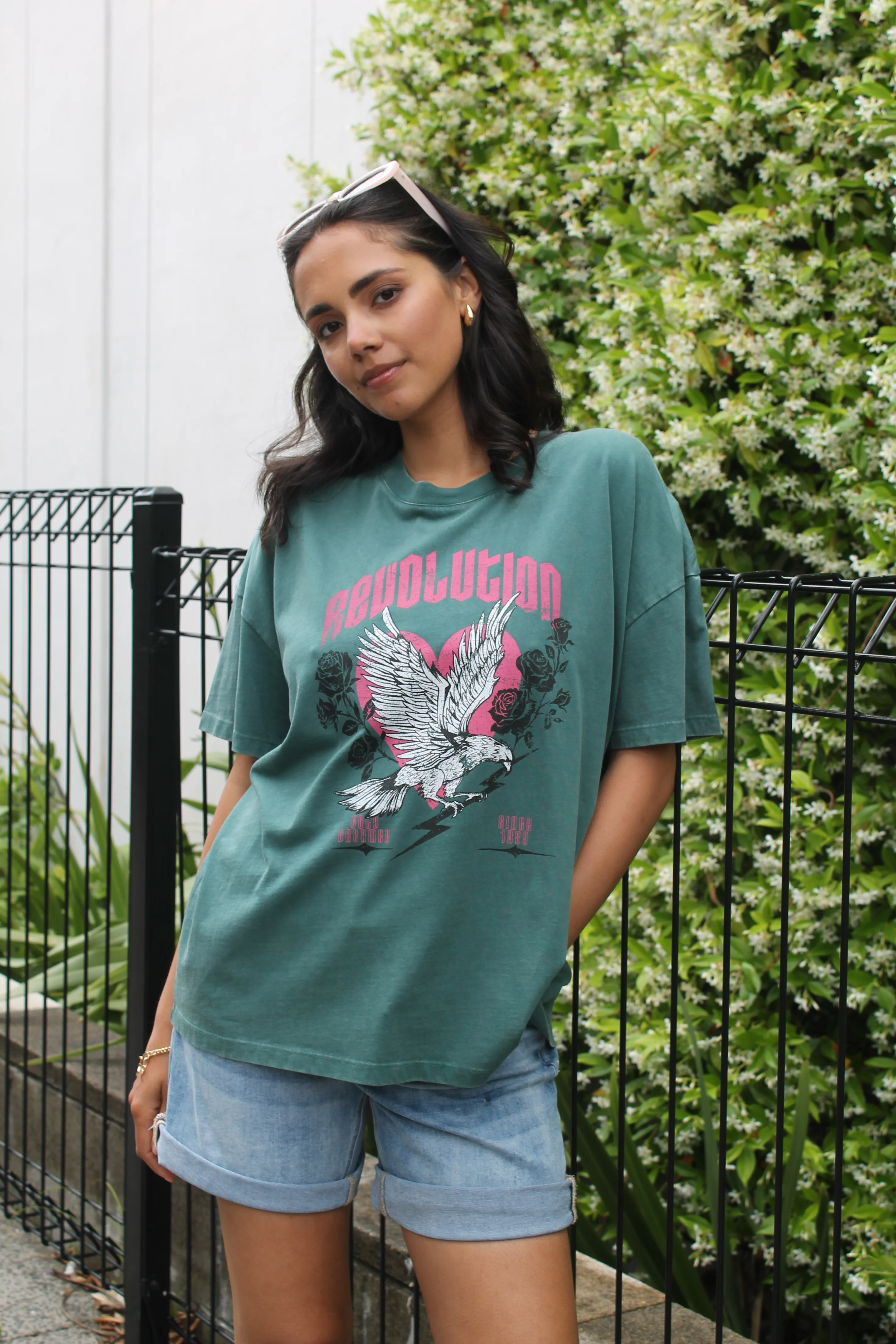 Rebel Club Revolution Boyfriend Tee Green - Image 2