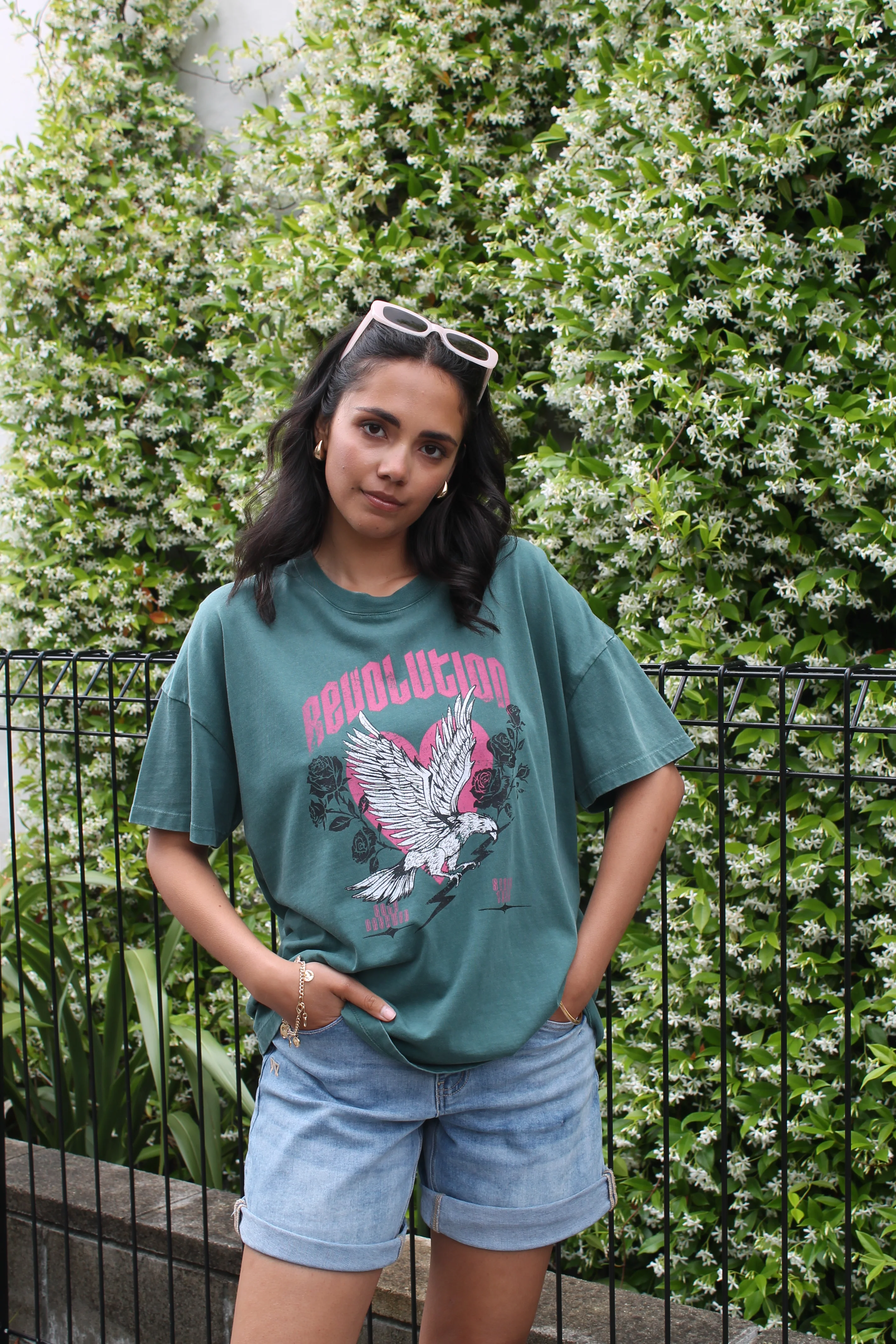 Rebel Club Revolution Boyfriend Tee Green - Image 3