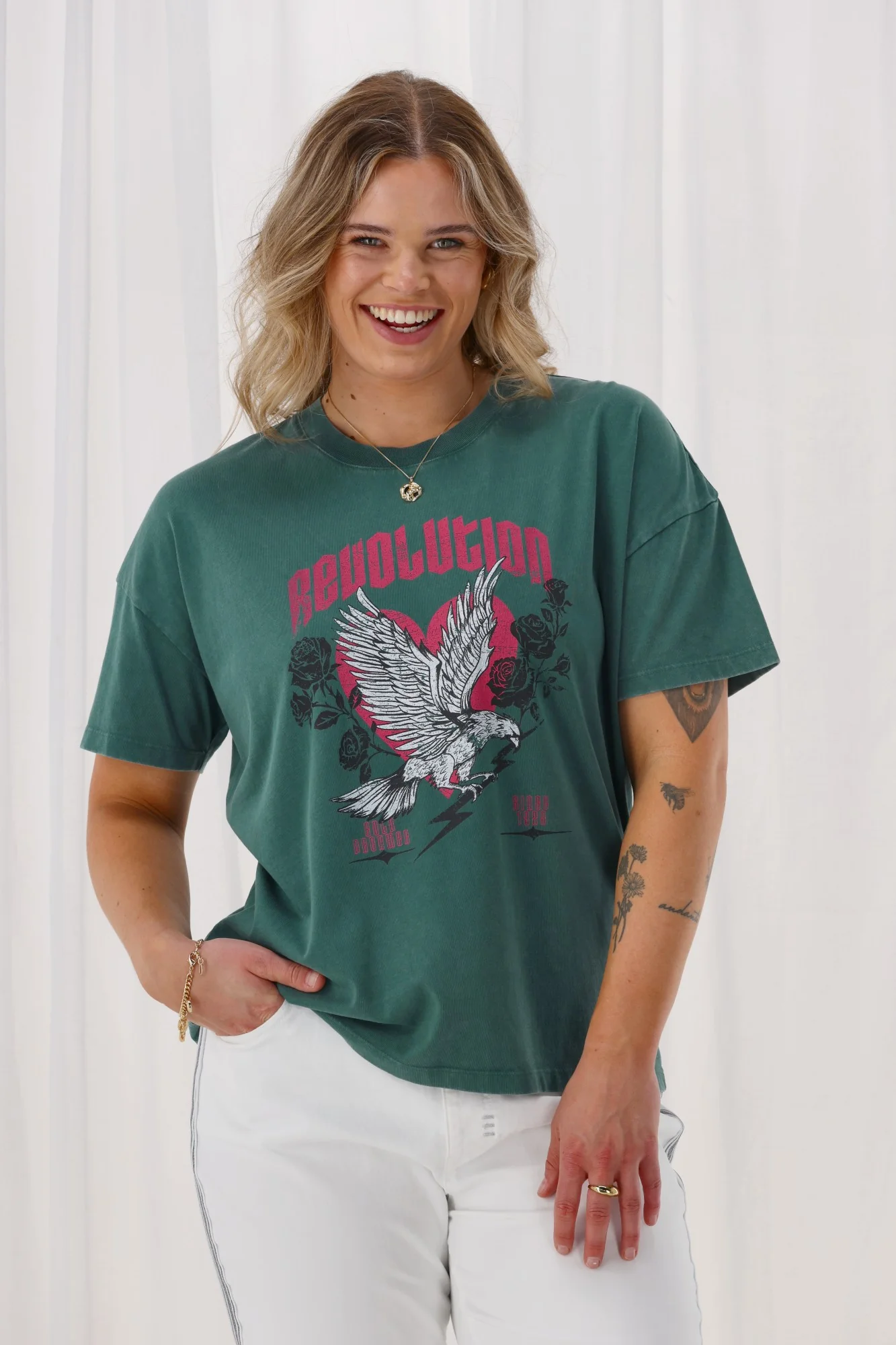 Rebel Club Revolution Boyfriend Tee Green - Image 4