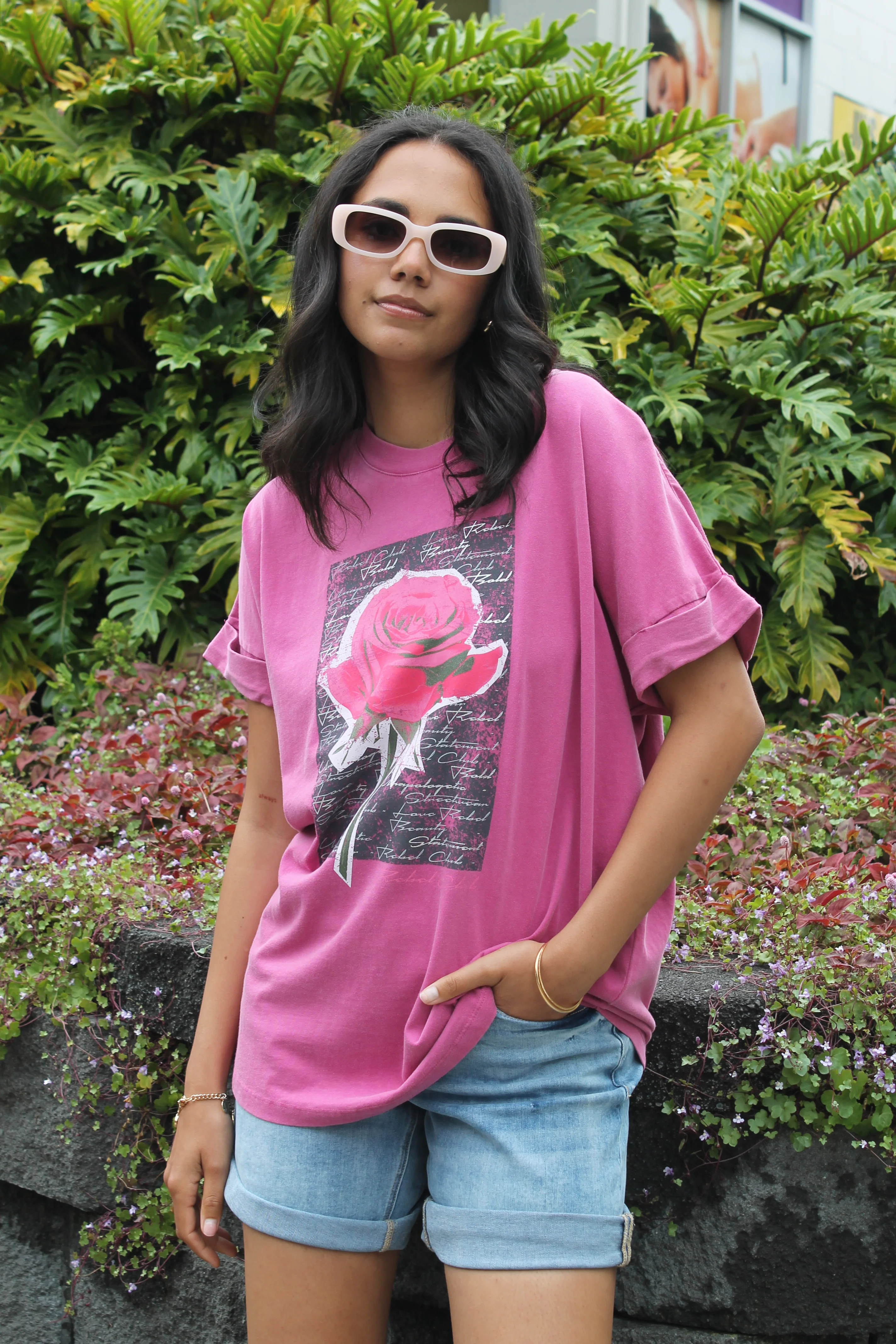 Rebel Club Rose Beauty Capsleeve Tee Pink - Image 2