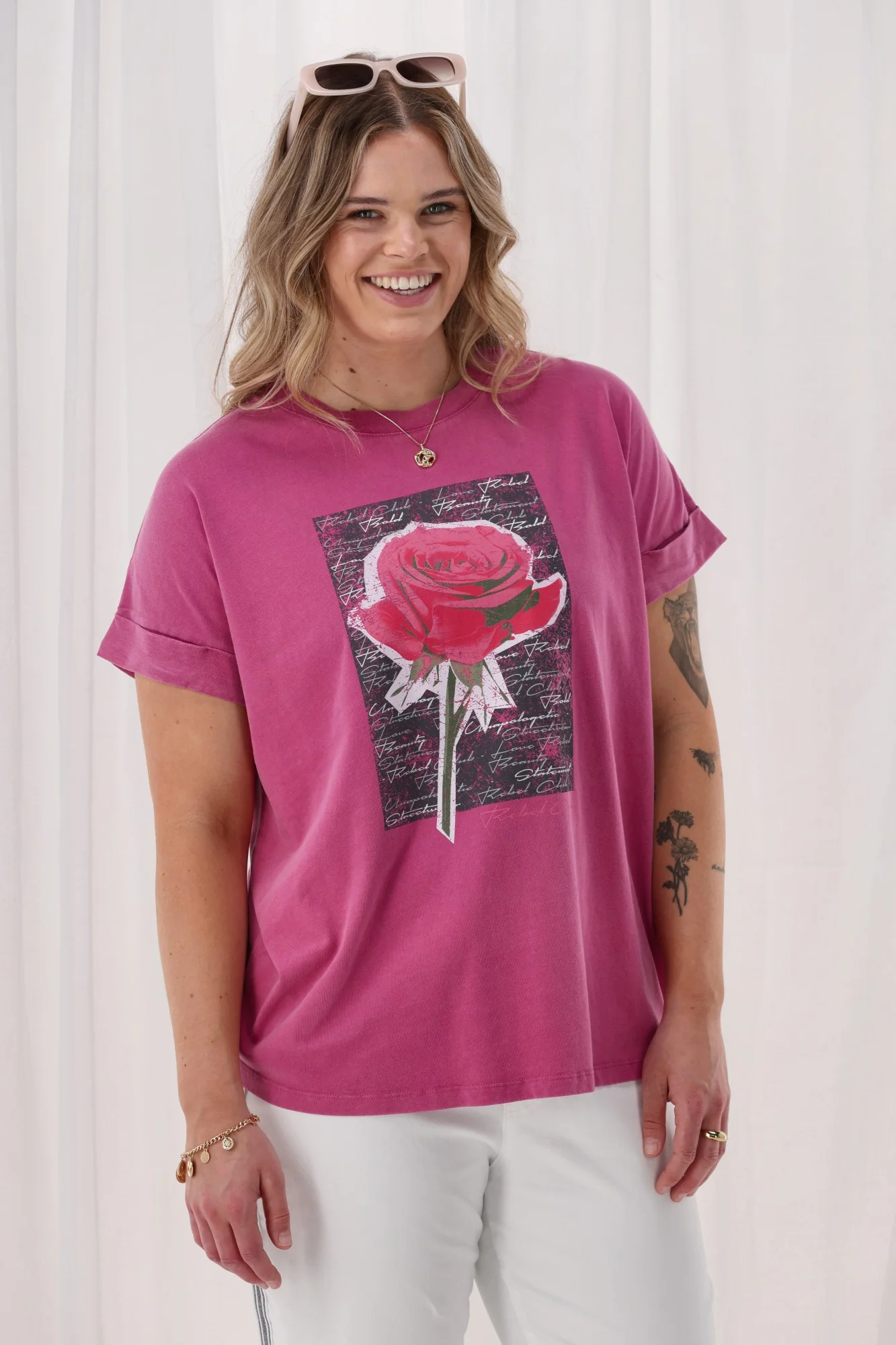 Rebel Club Rose Beauty Capsleeve Tee Pink - Image 5
