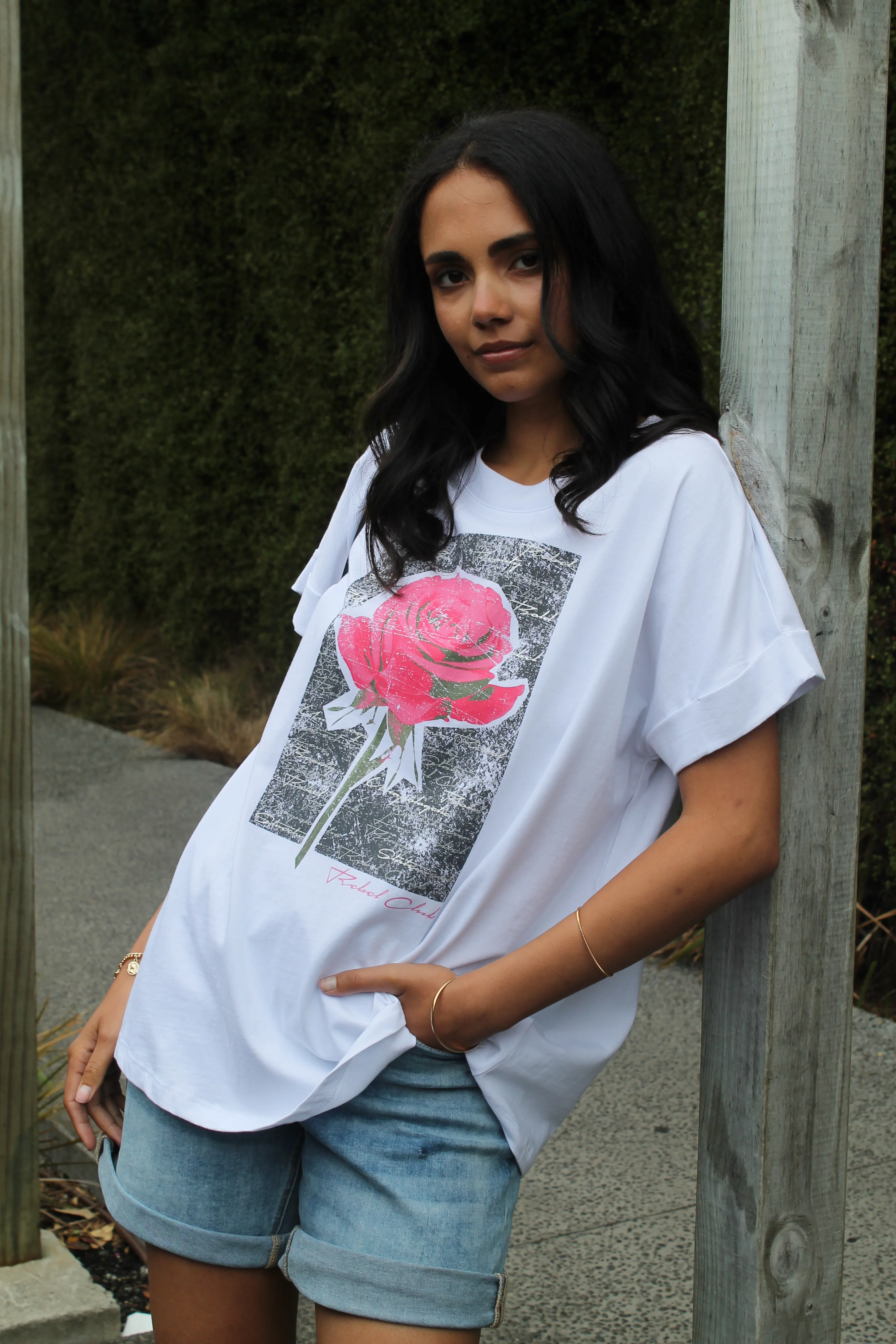 Rebel Club Rose Beauty Capsleeve Tee White - Image 2