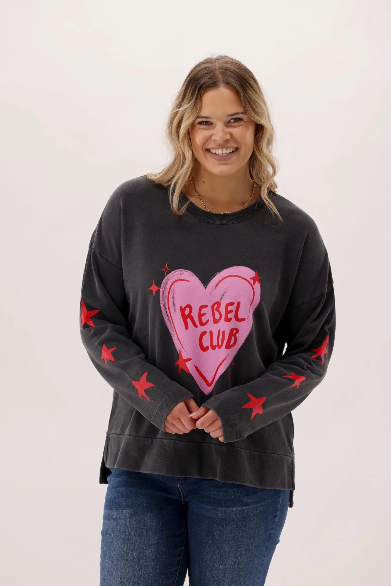 Rebel Club Star Struck Crew Washed Black
