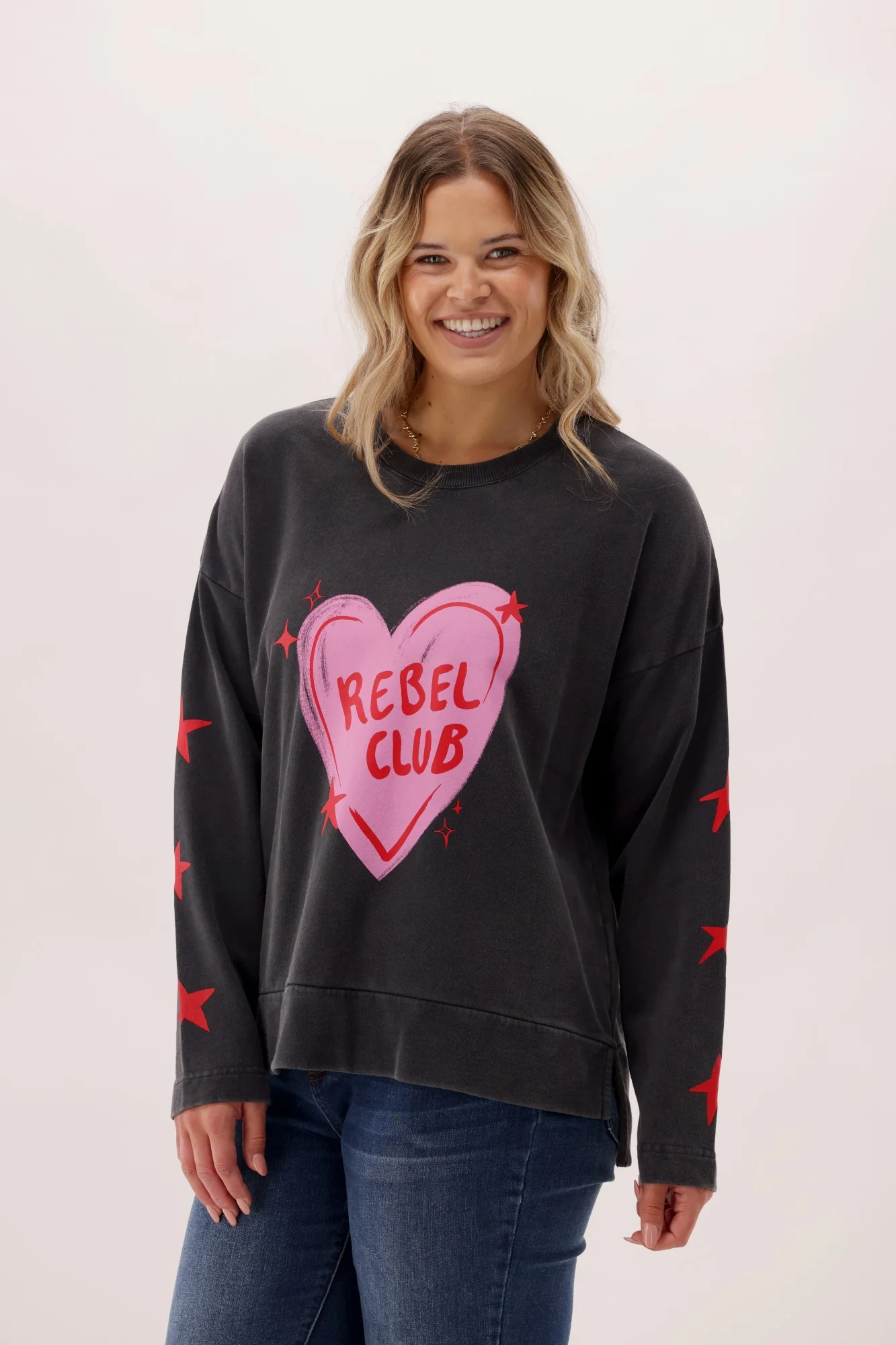 Rebel Club Star Struck Crew Washed Black - Image 3