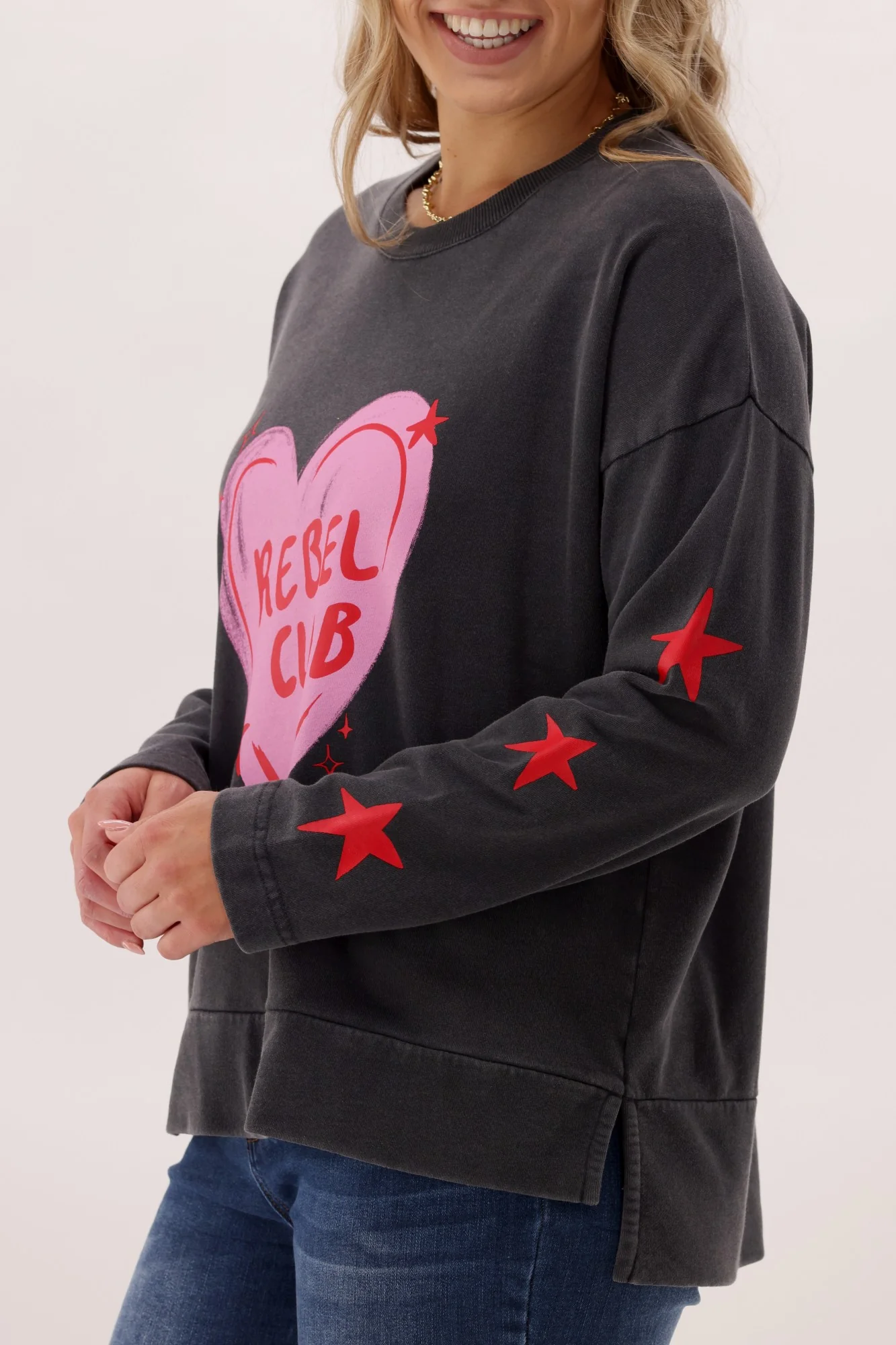 Rebel Club Star Struck Crew Washed Black - Image 4
