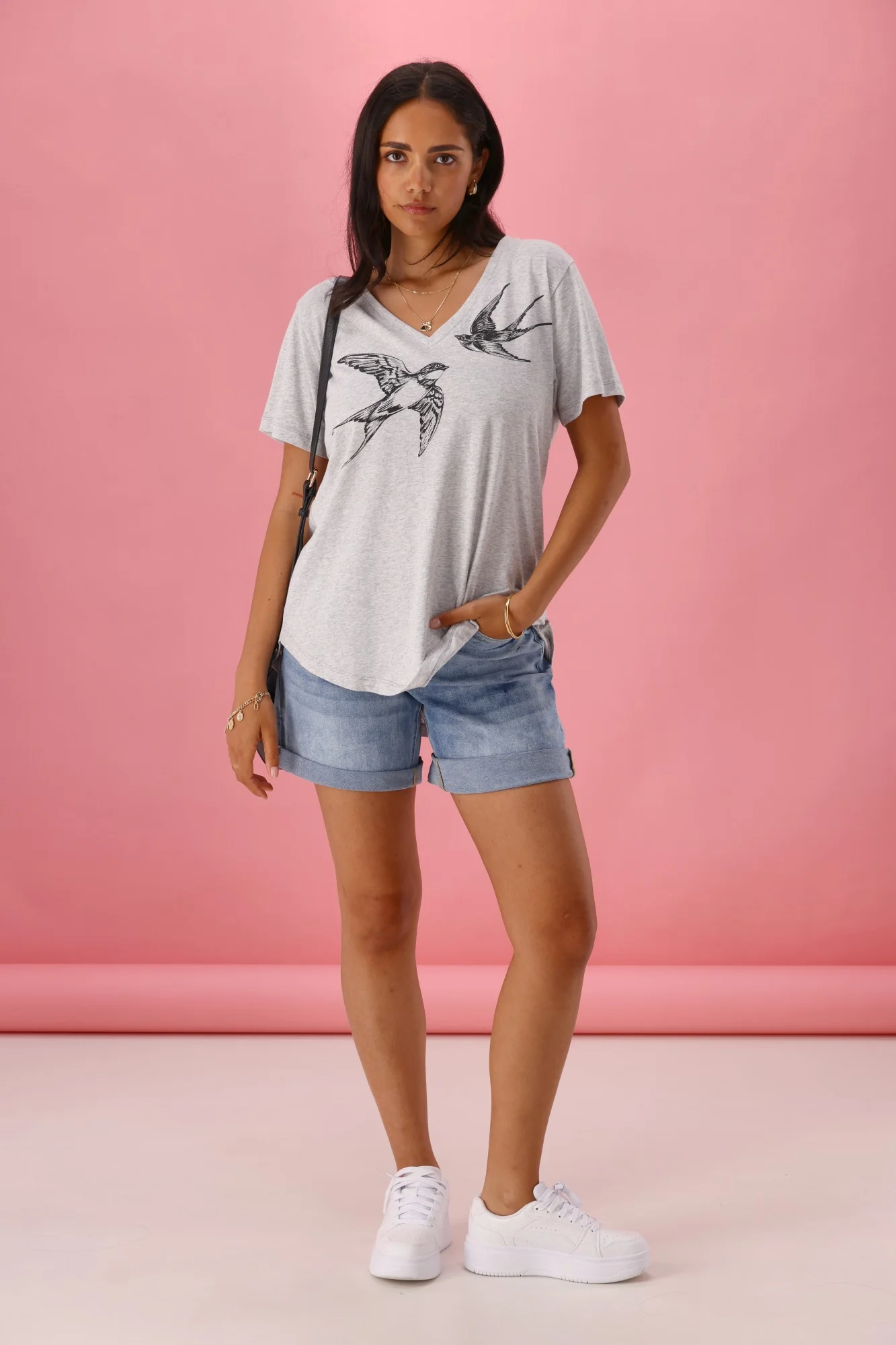 Rebel Club Swallow Tee Grey Marle - Image 4
