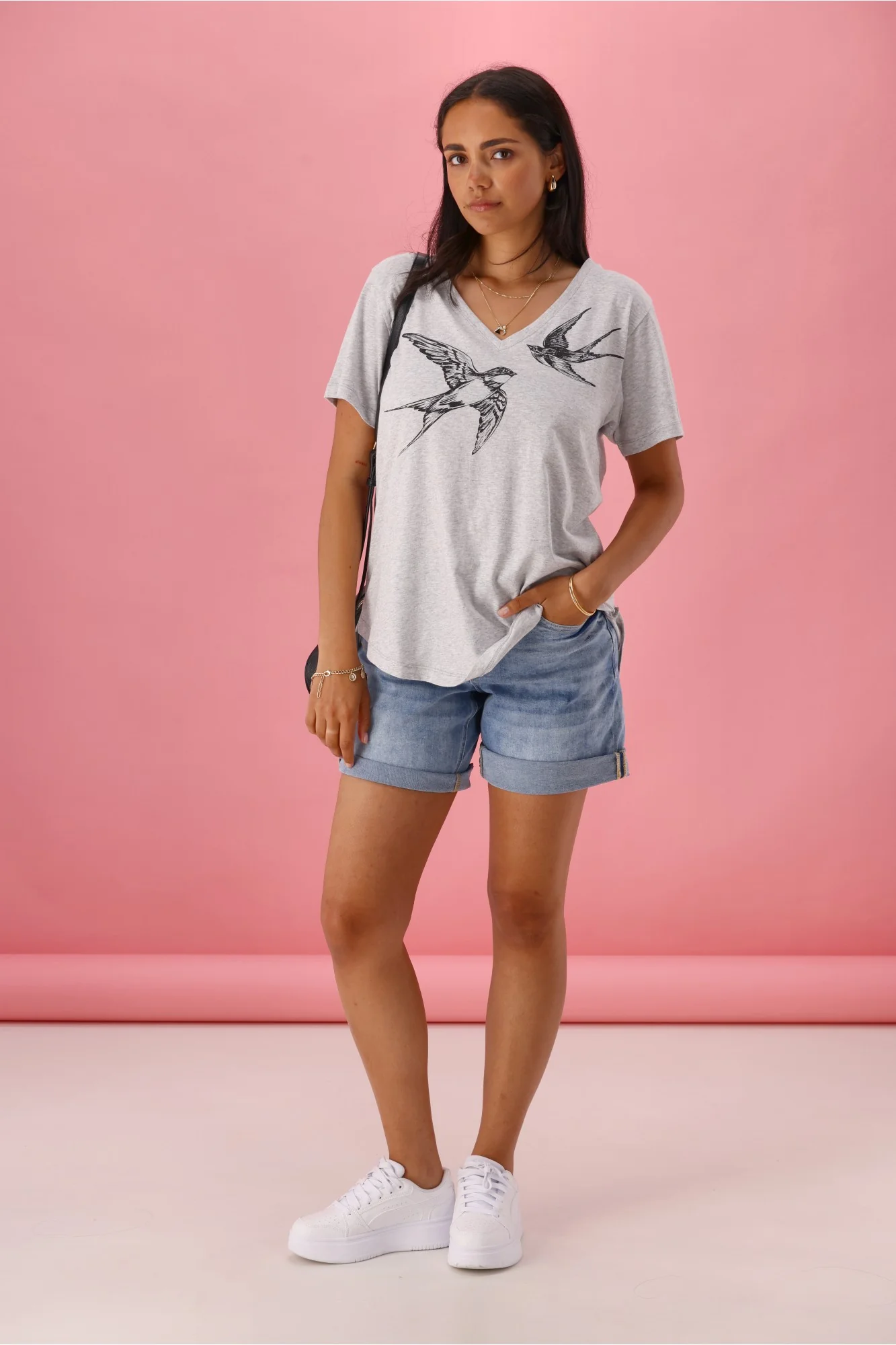 Rebel Club Swallow Tee Grey Marle - Image 6